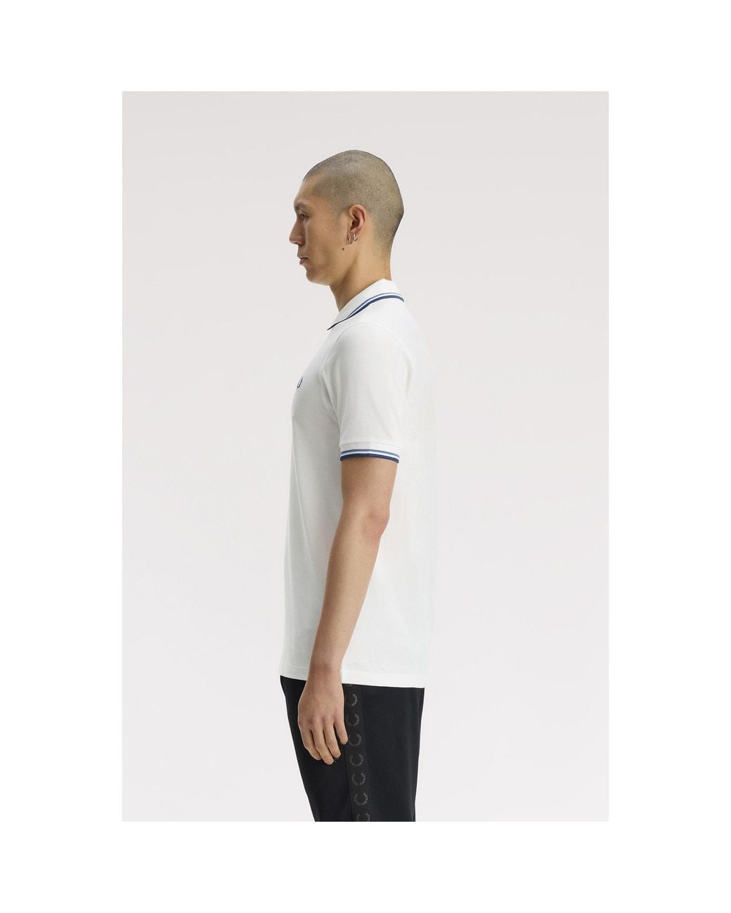 Fred Perry White Short Sleeve Twin Tipped Polo Shirt for men
