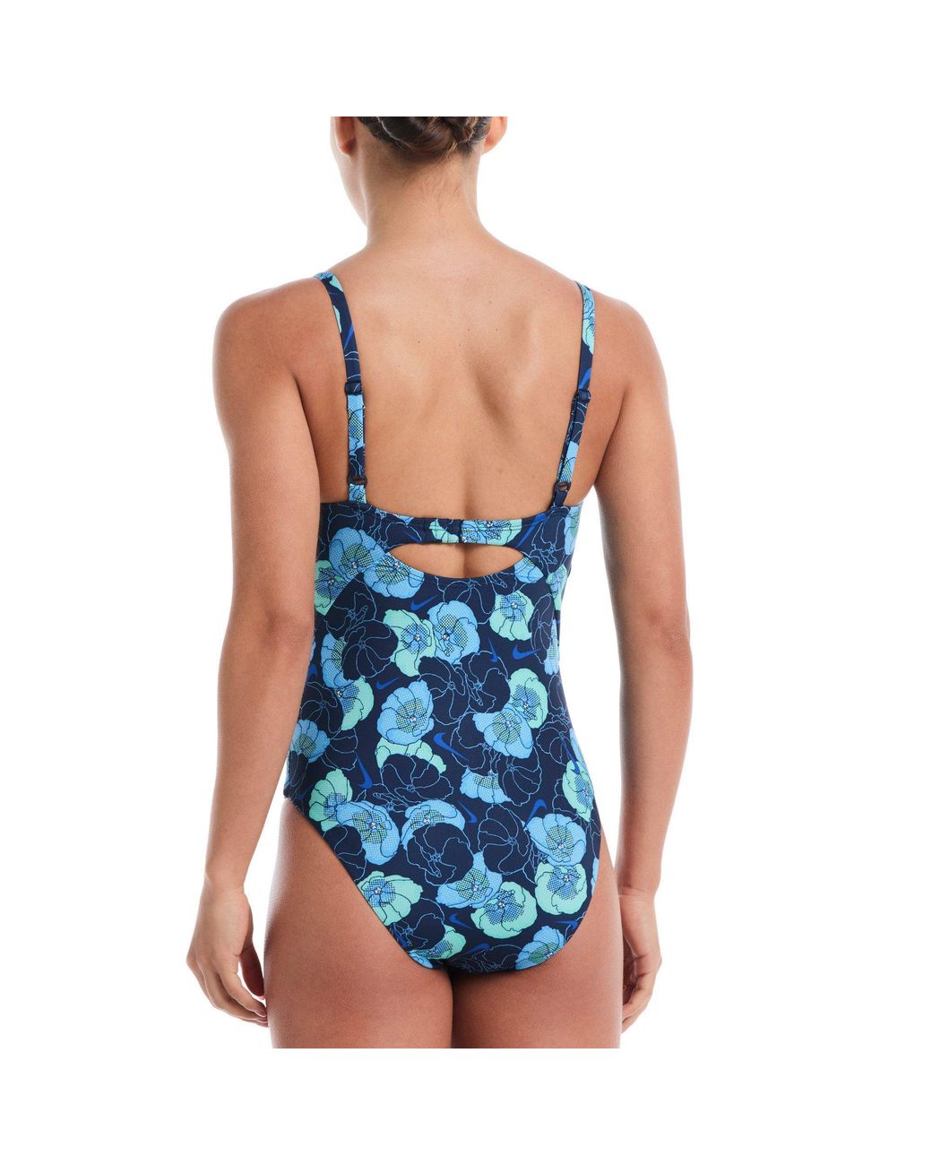 Nike Blue Poppy Floral V-Neck One Piece