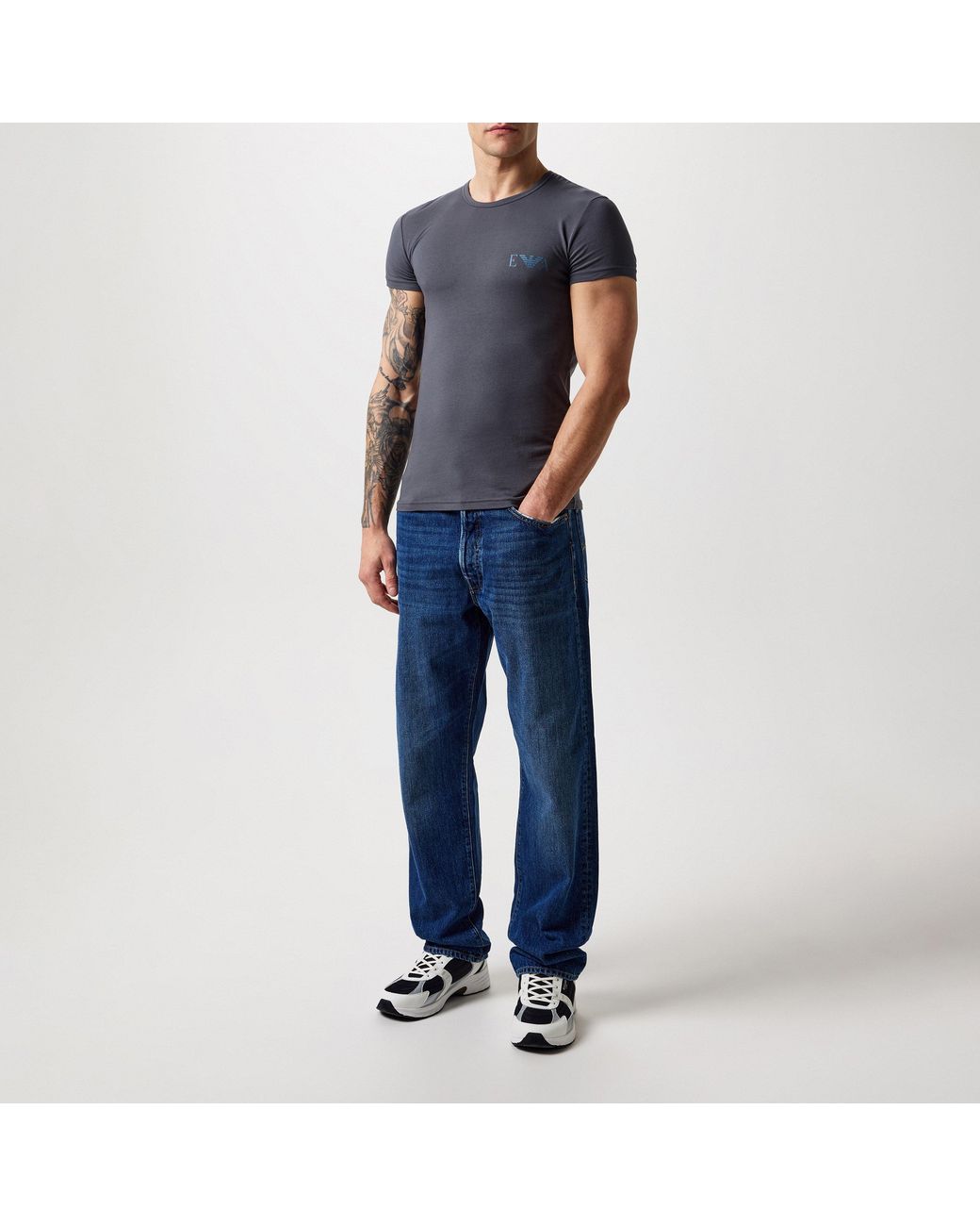 Emporio Armani Black Chest Logo T Shirt for men