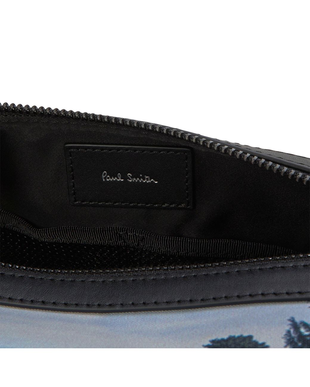 Paul Smith Blue Mini Print Leather Trim Washbag for men