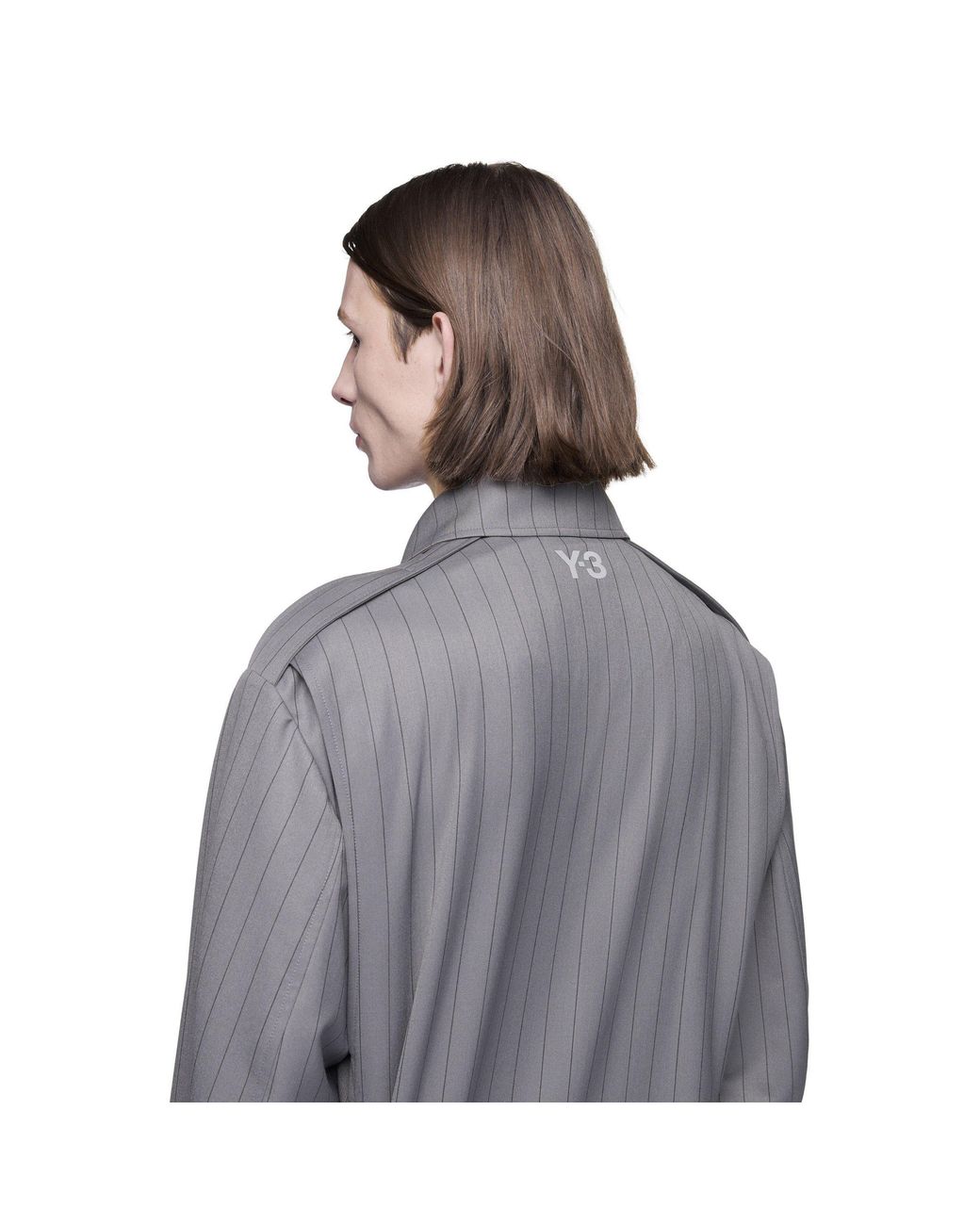 Y-3 Gray Full Zip Stripe Harrington Jacket for men