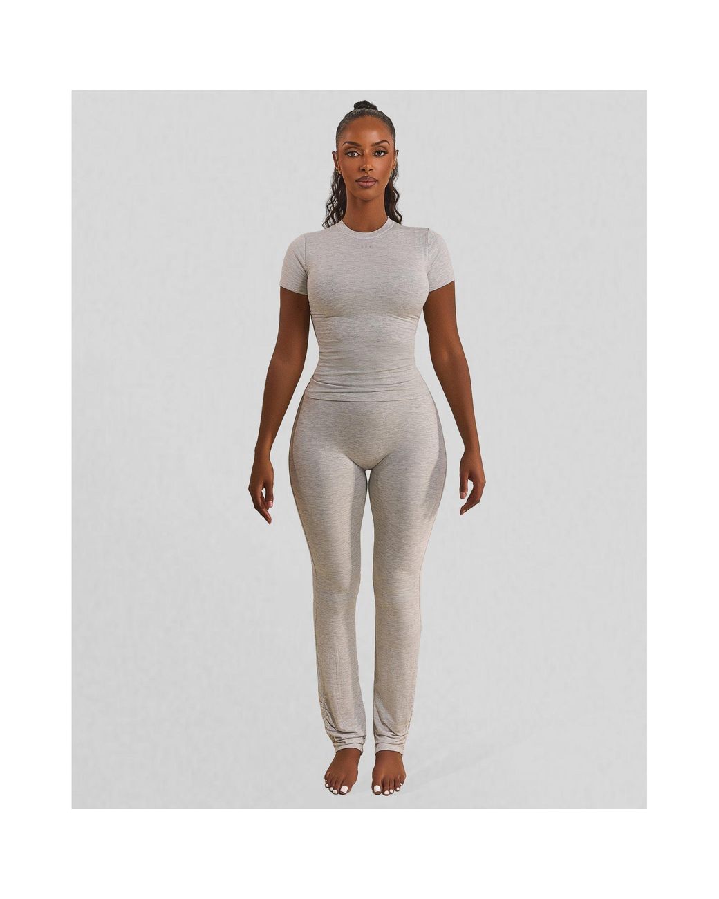 Mars the Label Gray Sculpt Short Sleeve Top