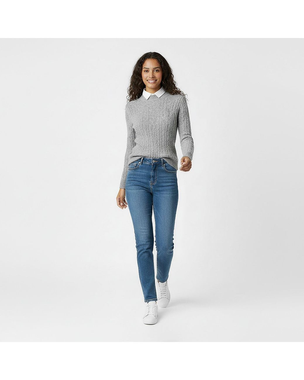 Jack Wills Gray Jack Tinsbury Merino Wool Blend Cable Knitted Jumper