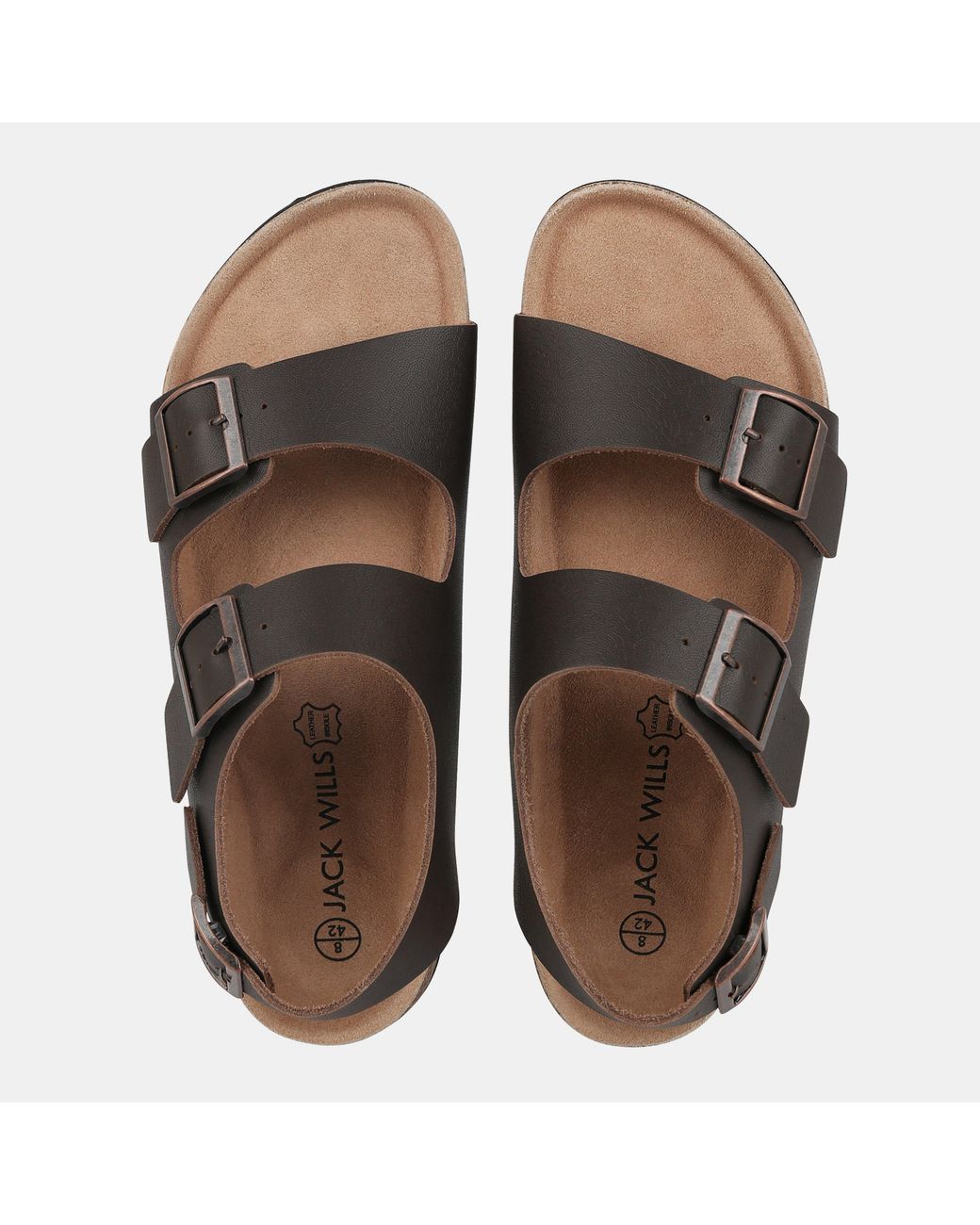 Jack Wills Brown Leather Slip On Flat Sandals for men