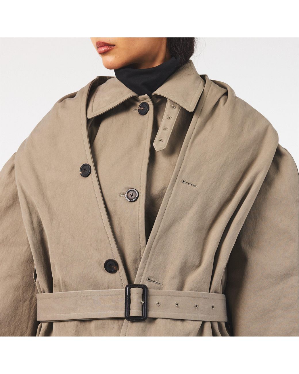 Balenciaga Gray Hooded Trench Coat