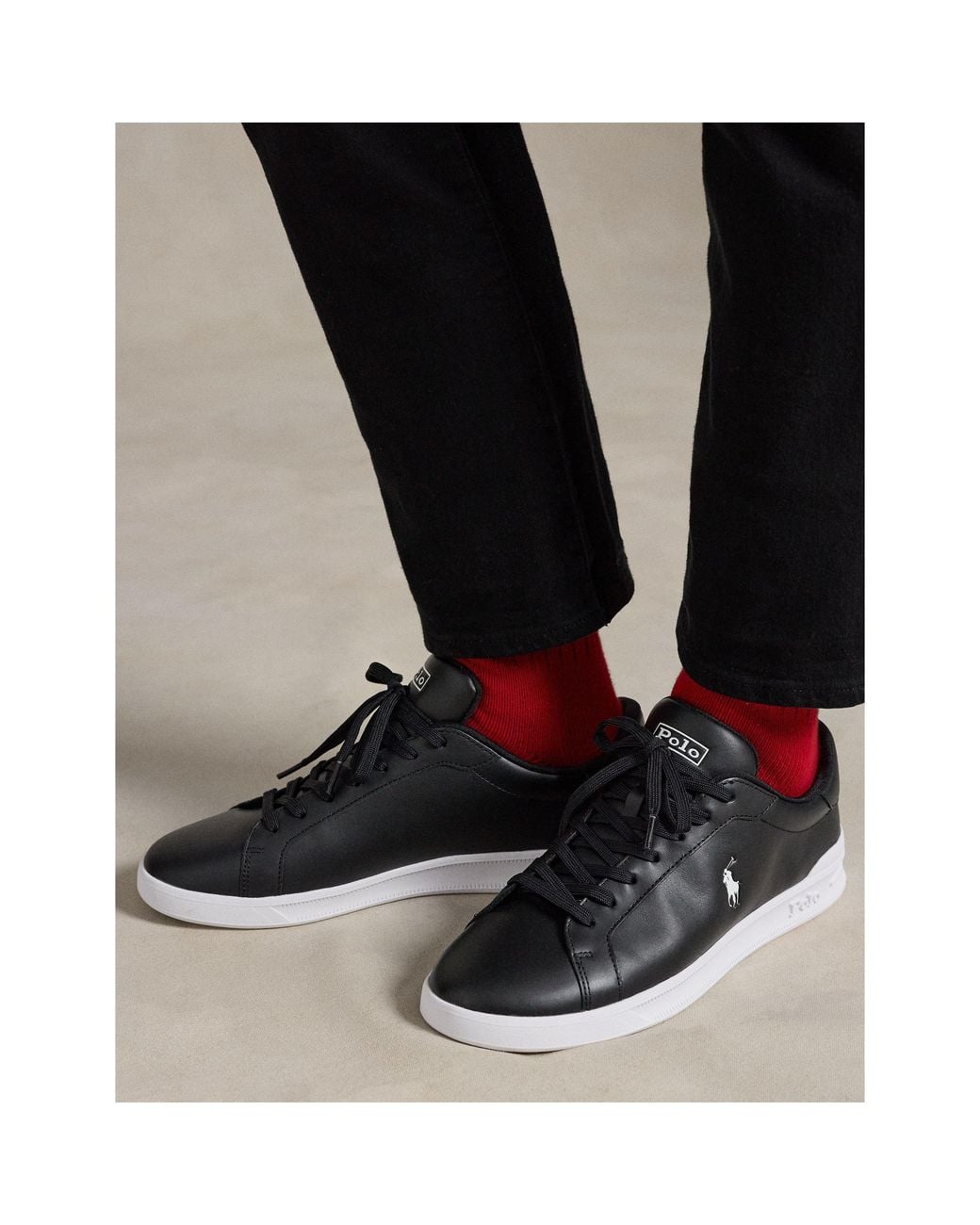 Polo Ralph Lauren Black Heritage Court Low-Top Trainers for men