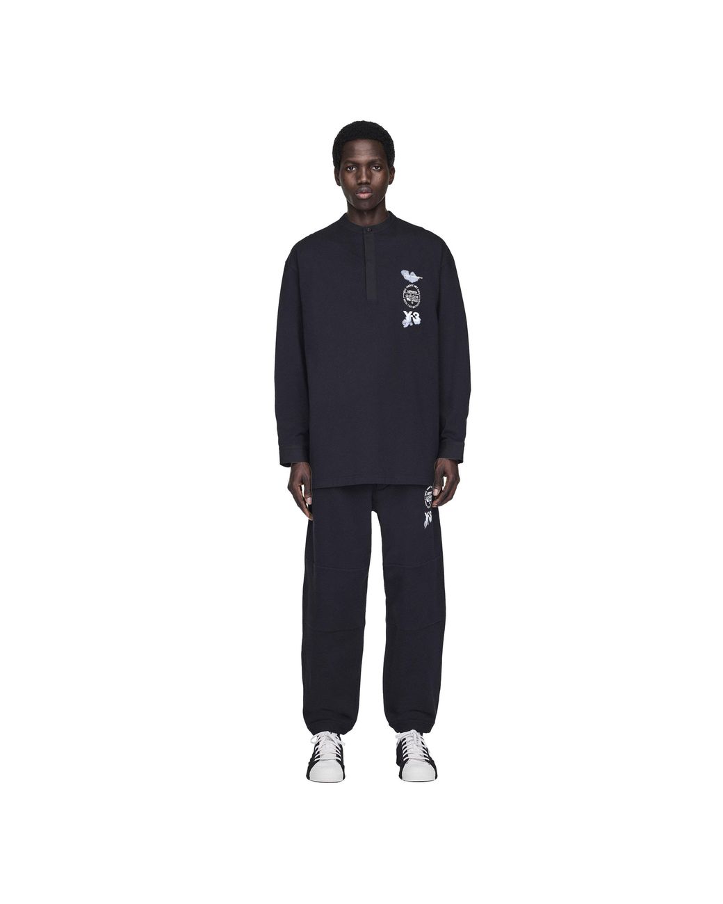 Y-3 Black Open Hem Woven Tracksuit Joggers for men
