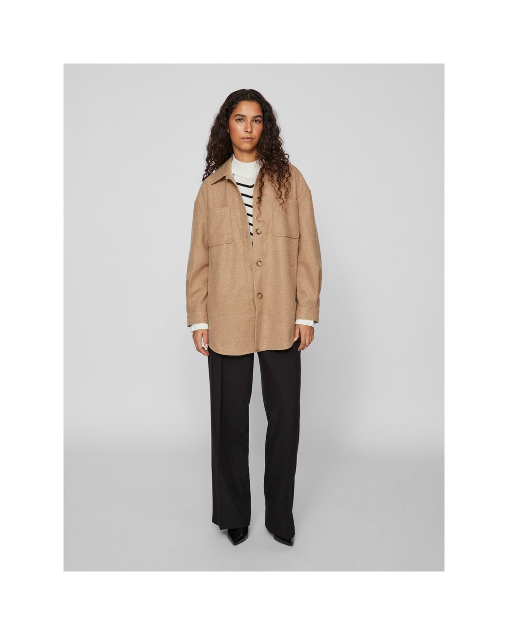 Vila Natural Long Sleeve Shirt Jacket