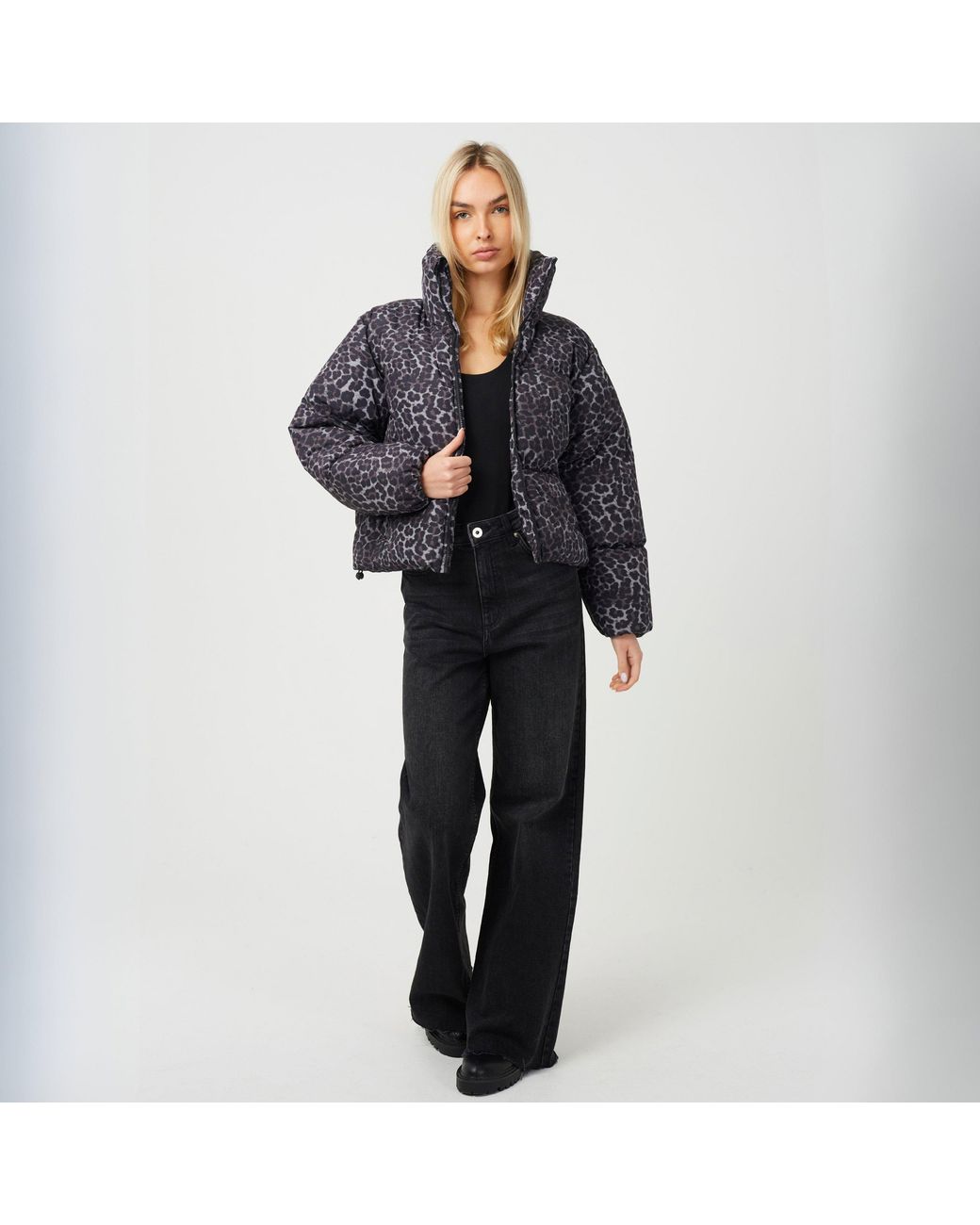 Brave Soul Blue Ladies Rambling Print Puffer Jacket