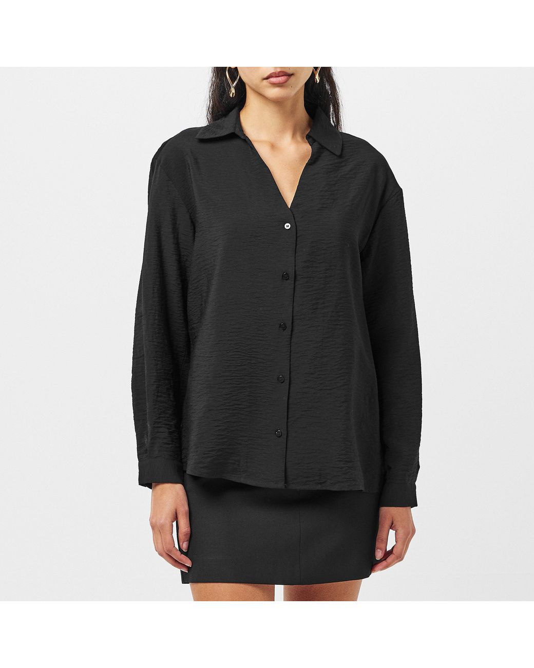 Vila Black Vdmra V-Neck Long-Sleeve Blouse