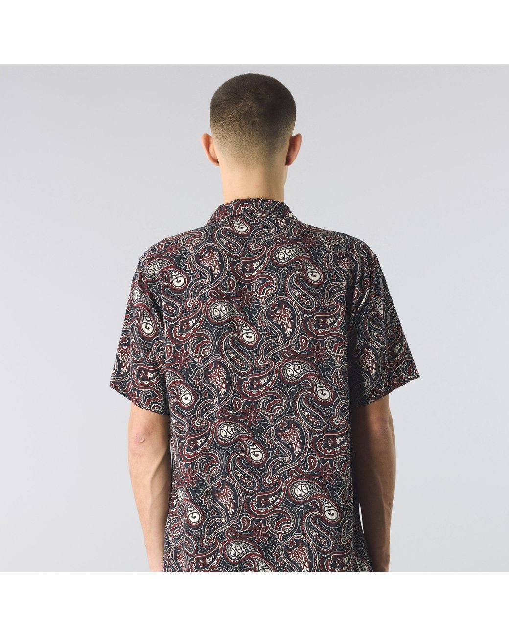 Pretty Green Purple Feltham Paisley Short-Sleeve Patterned Shirt for men