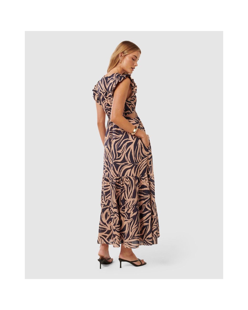 Forever New Metallic Tobi Side Cut Out Dress