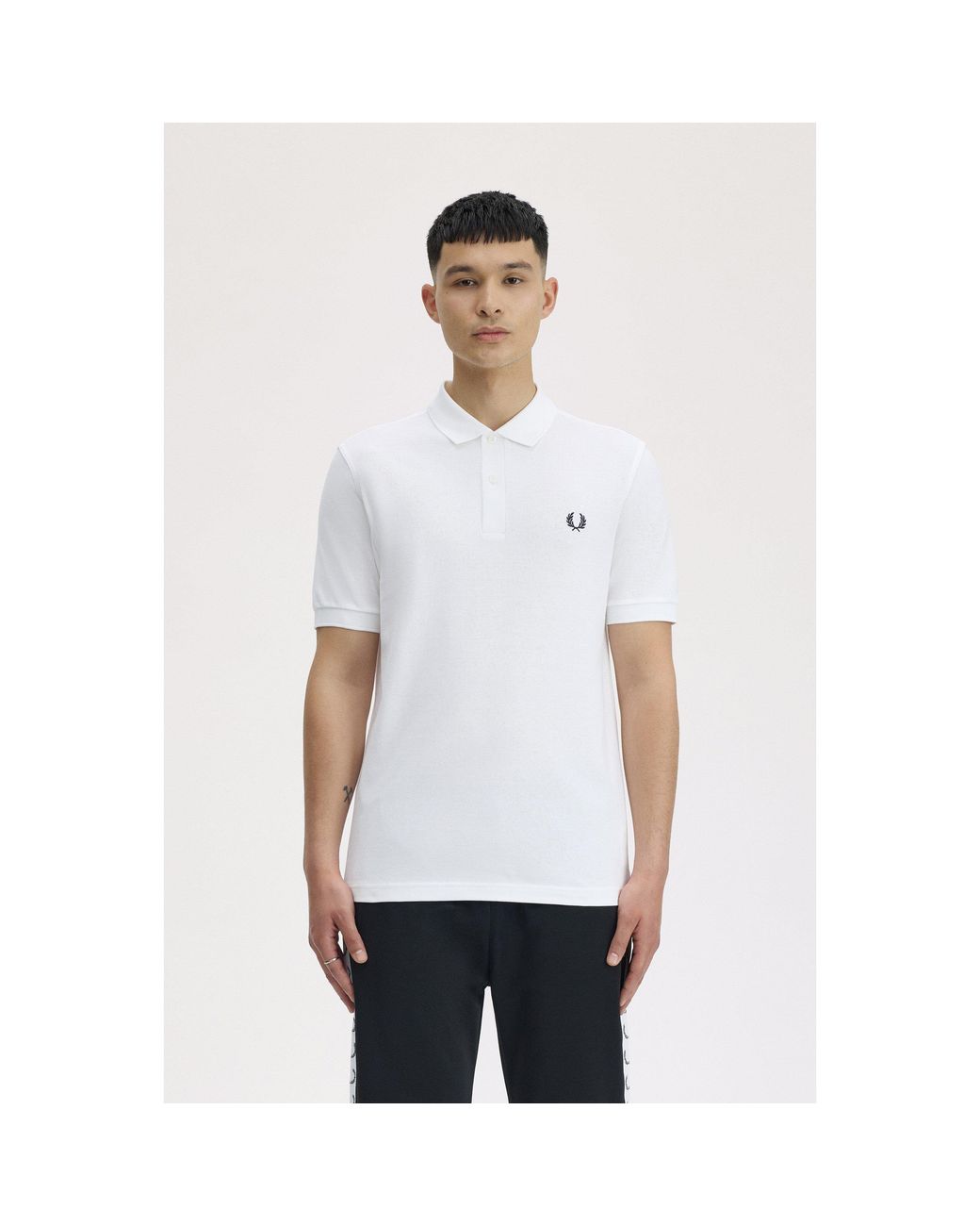 Fred Perry White Plain Polo Shirt for men