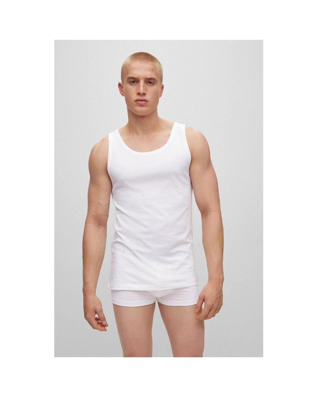 Boss White Hbw Premium Cotton Tank Top for men