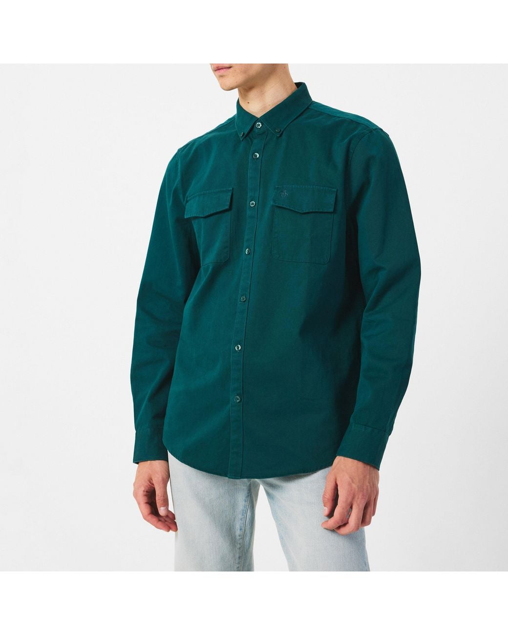 Original Penguin Green Long Sleeve Twill Overshirt for men