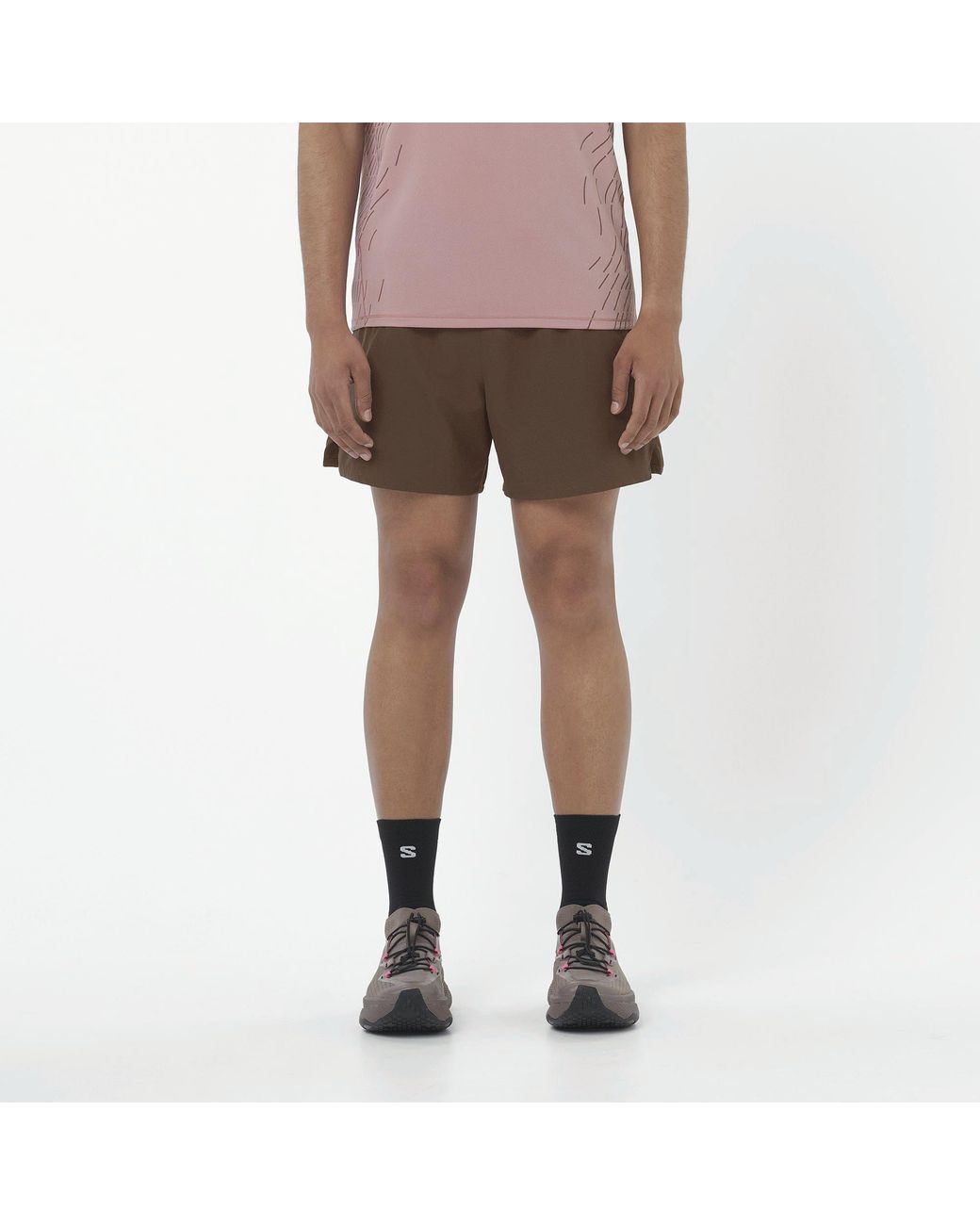 Salomon Brown Shakeout Core 5 Running Shorts for men