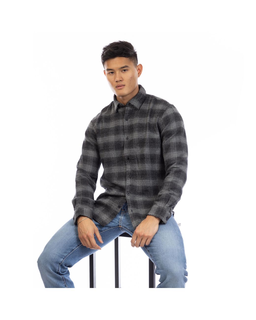 Peter Werth Gray Long Sleeve Plain Shirt for men