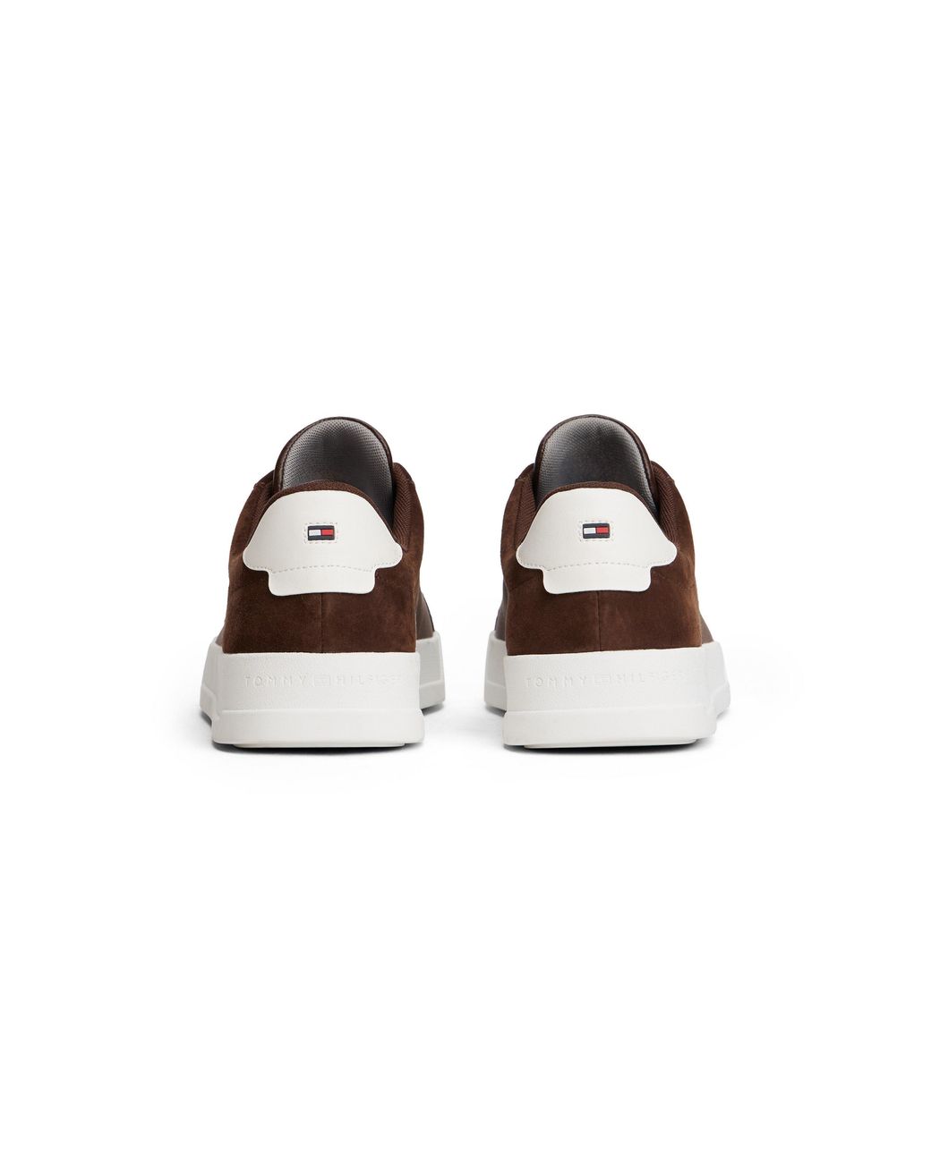 Tommy Hilfiger Brown Mixed Texture Leather Court Trainers for men