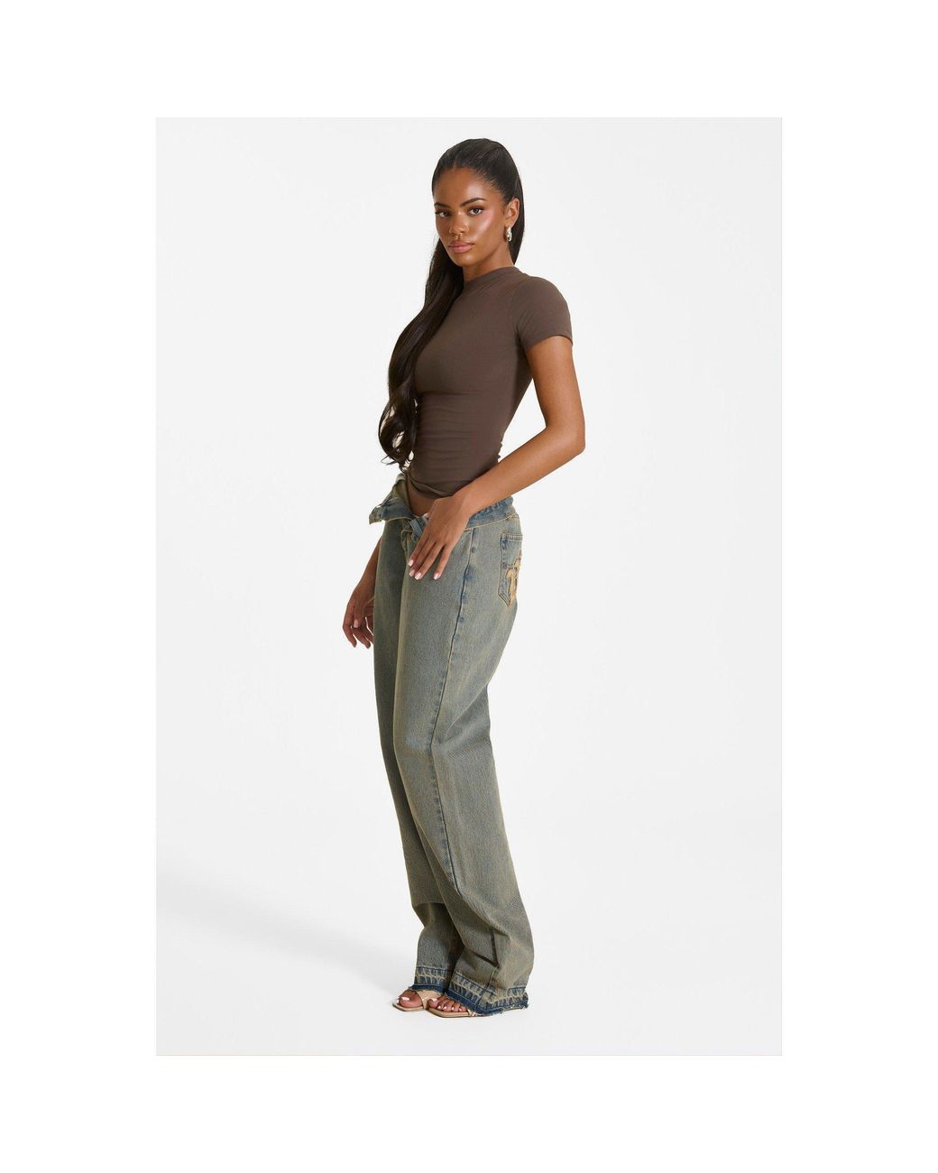 Mars the Label Brown Sculpt Short Sleeve Top