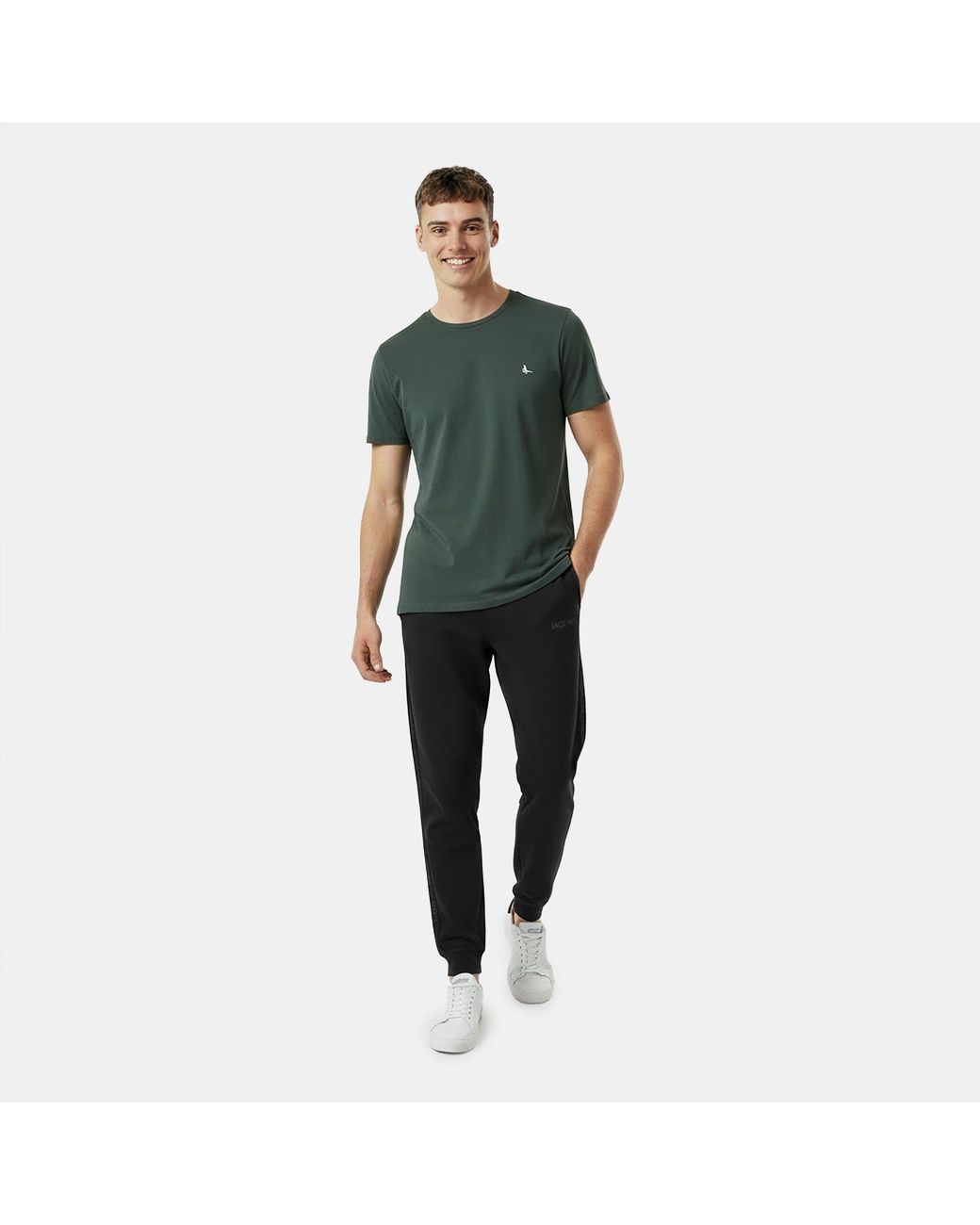 Jack Wills Black Jw Jacquard Open Hem Fleece Joggers for men