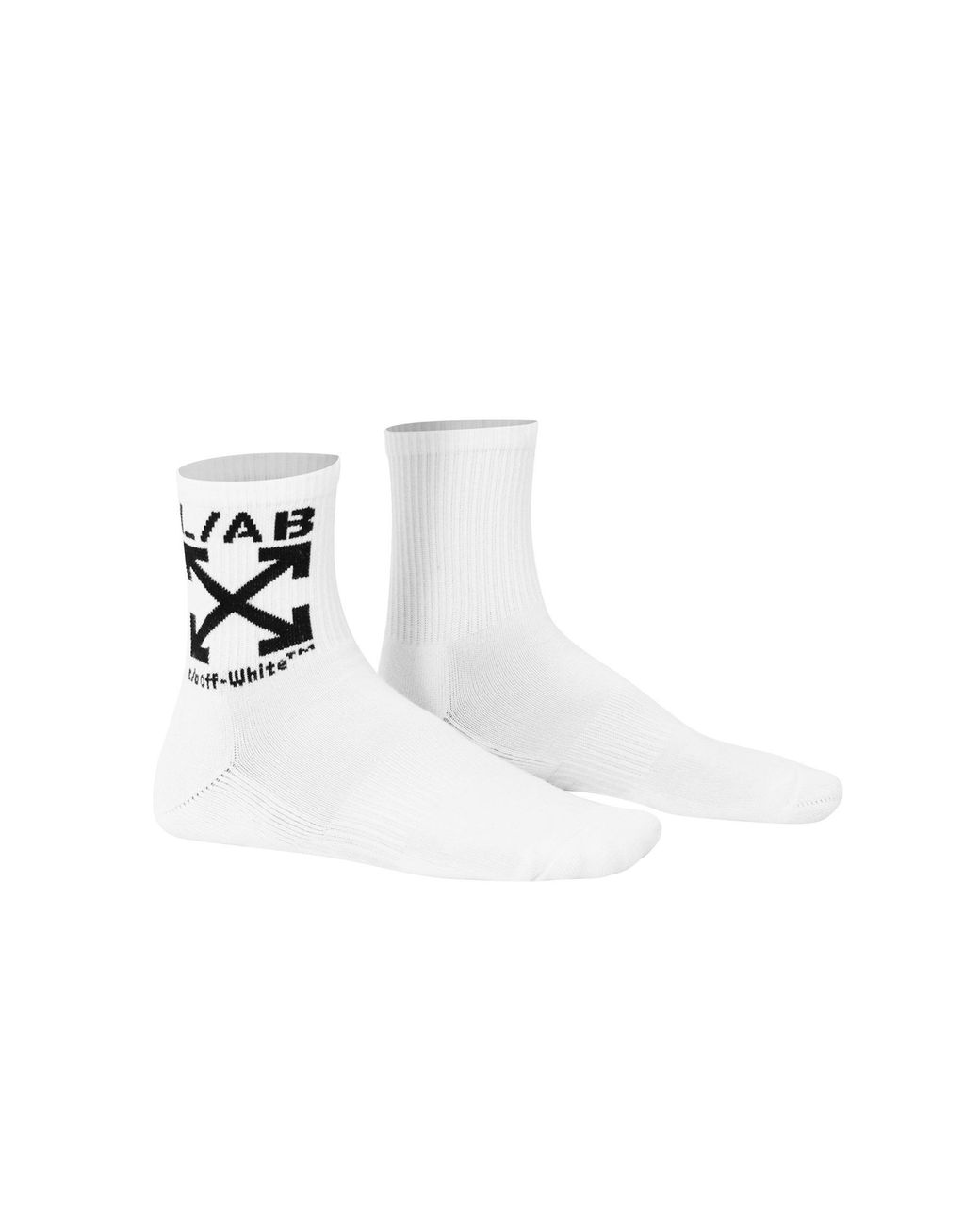 L/AB Off White White Below-Calf Crew Socks 6 Pack for men