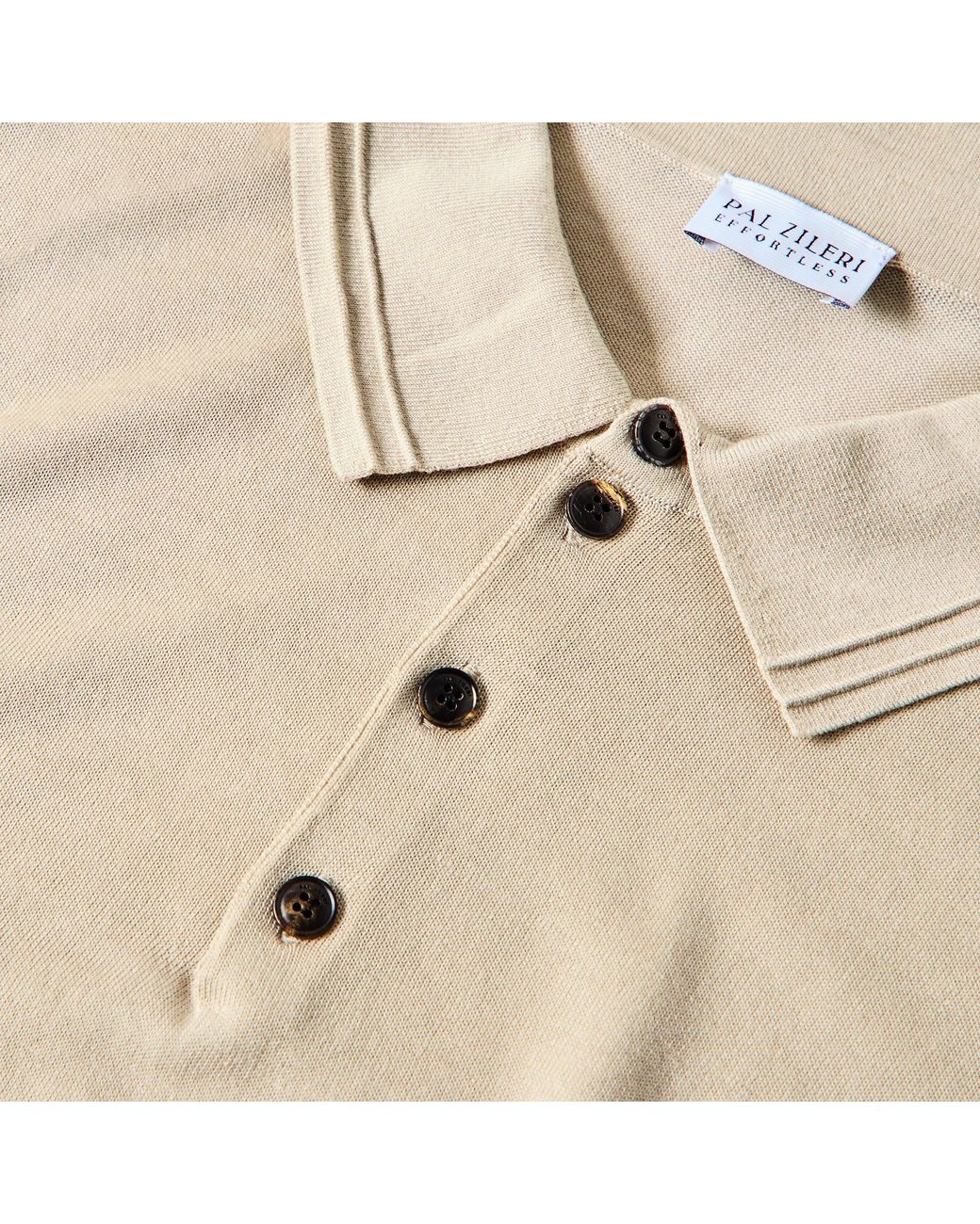 Pal Zileri Natural Button Knit Short Sleeve Polo Shirt for men