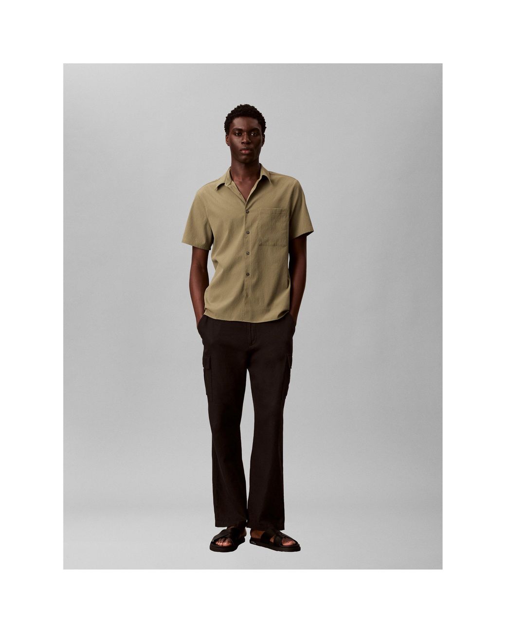 Calvin Klein Green Short Sleeve Plain Shirt for men