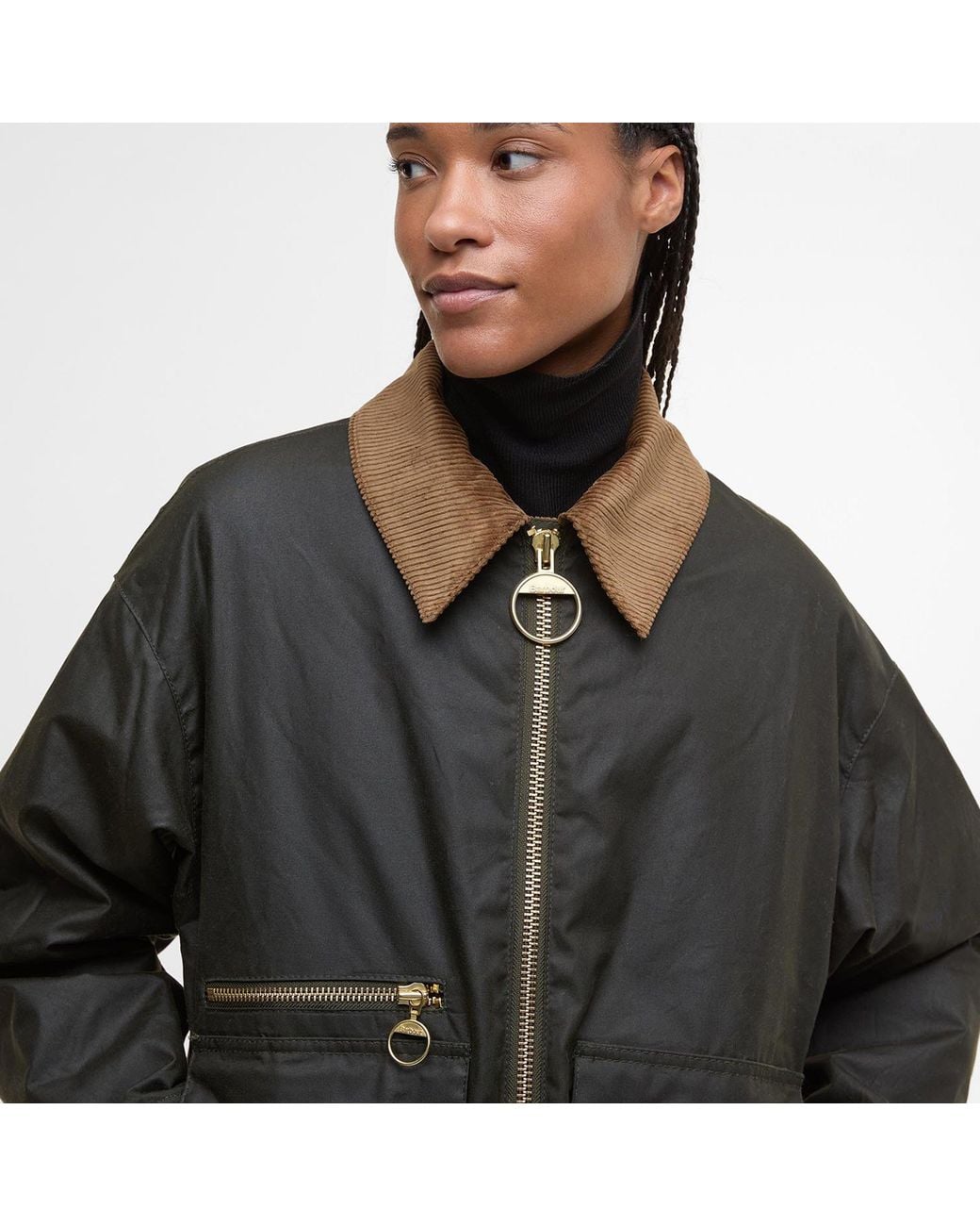 Barbour Black Maxine Waxed Bomber Long Sleeve Wax Jacket