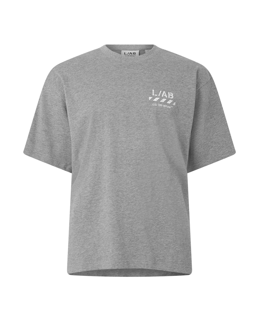 L/AB Off White Gray Diag Cotton Short-Sleeve Crew-Neck Oversized-Fit T-Shirt for men