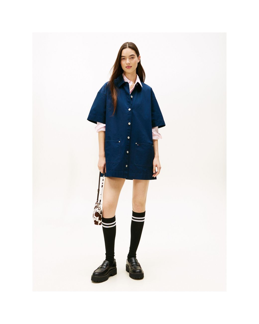 Tommy Hilfiger Blue Pokt Mini Shirt Dress