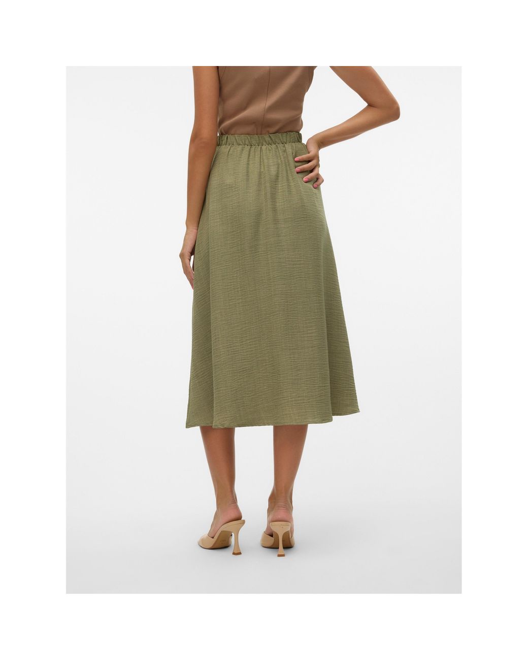 Vero Moda Green Laney Long Midi Skirt