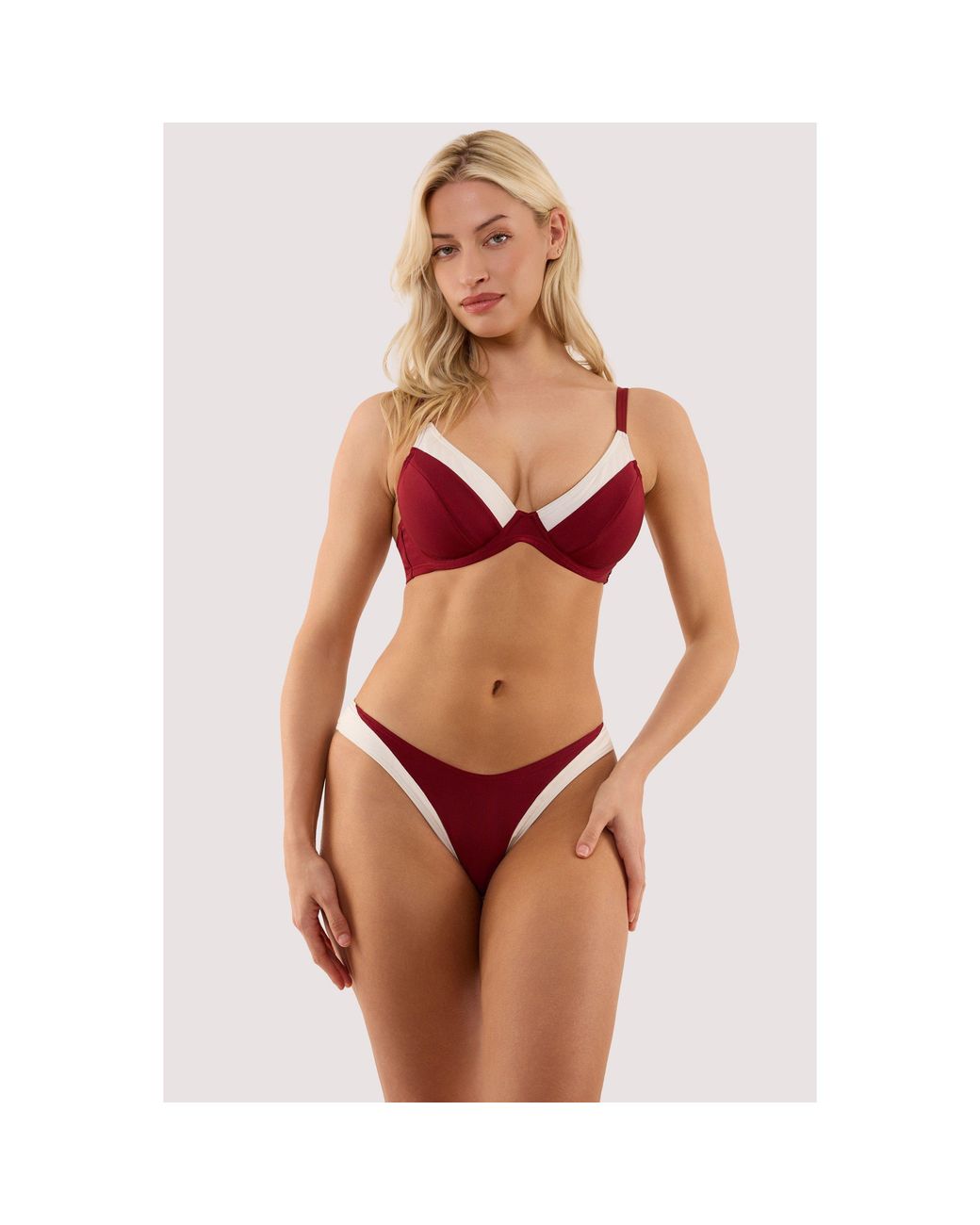 Wolf & Whistle Red Stasia And Ivory High Leg Brief