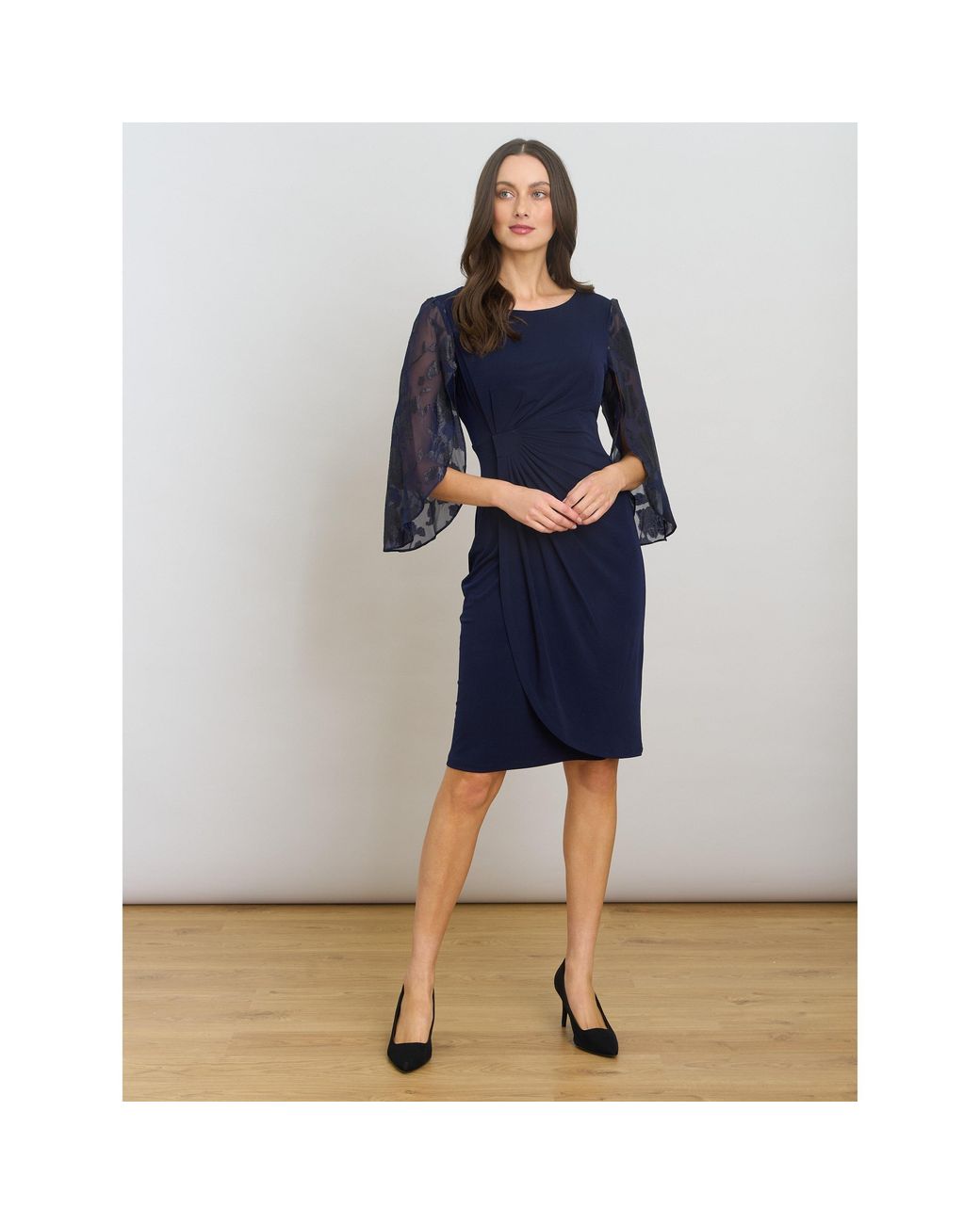 Gina Bacconi Blue Helene Lace Sleeve Dress