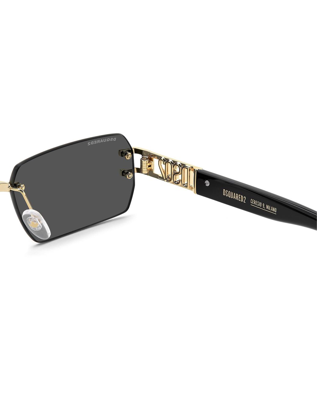 DSquared² Black Rimless Sun Rectangle Sunglasses for men