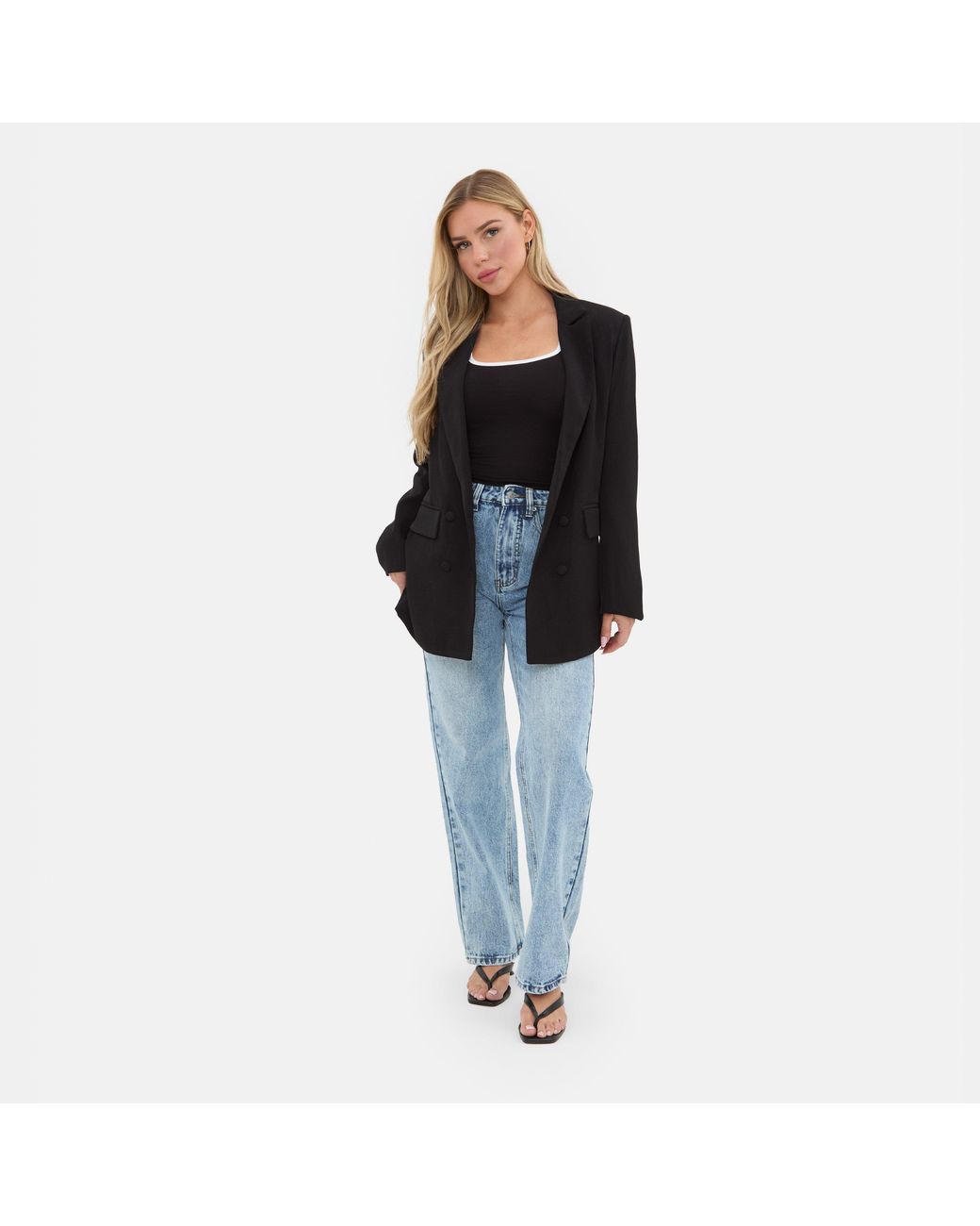 I Saw It First Black Soft Woven Long Sleeve Blazer