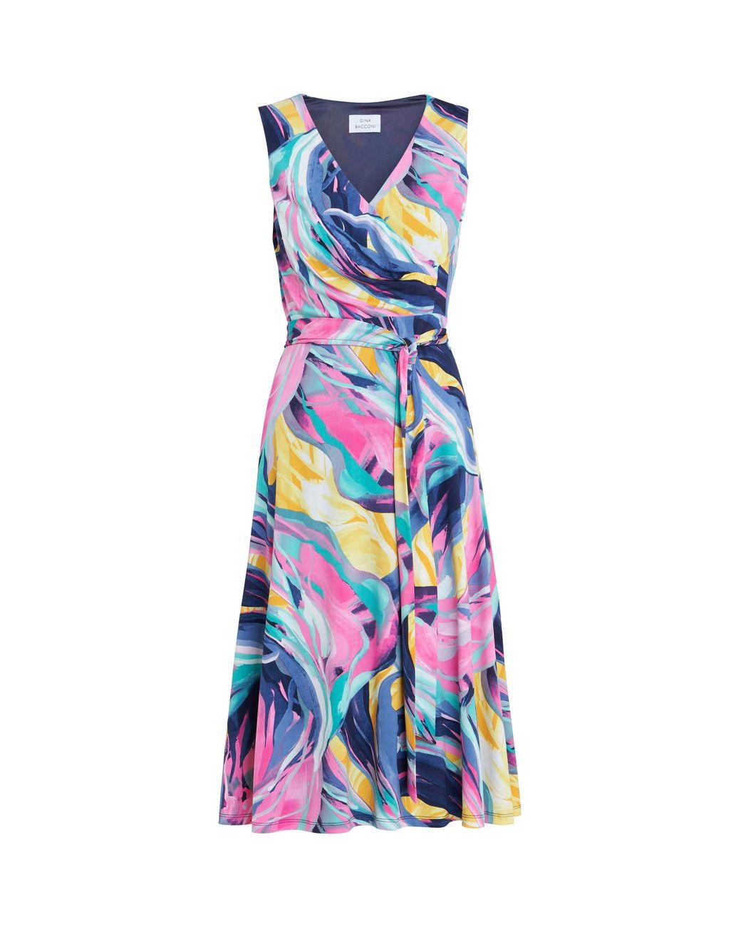 Gina Bacconi Blue Anastacia Fit And Flare Jersey Dress