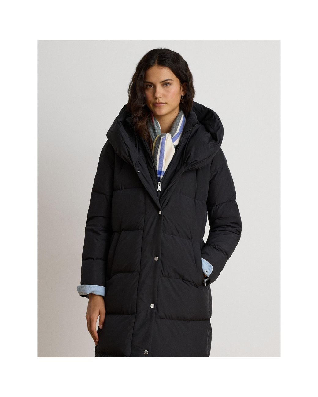 Ralph Lauren Black Vesty Longline Hooded Puffer Jacket
