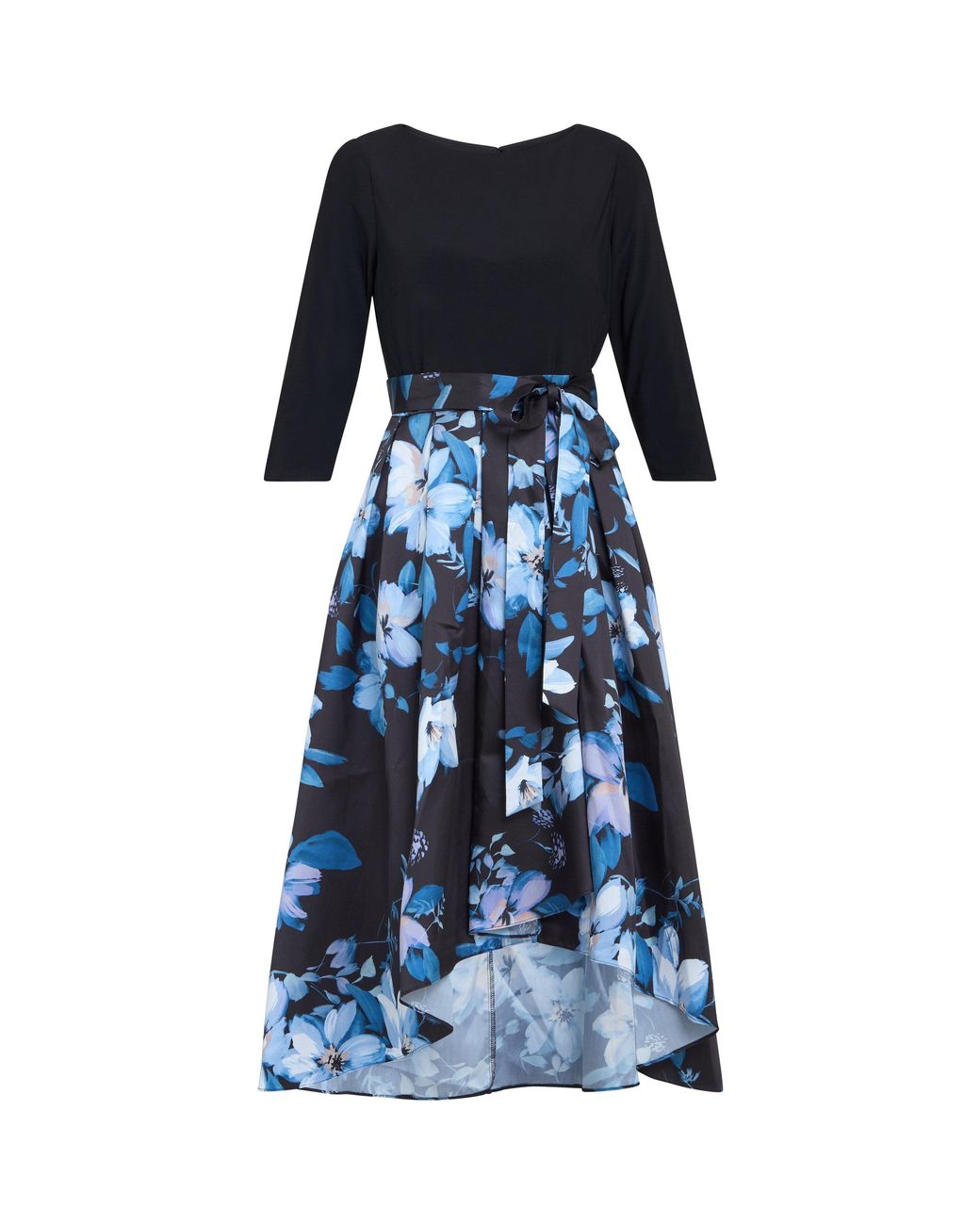 Gina Bacconi Blue Louise Printed High/Low Midi Dress