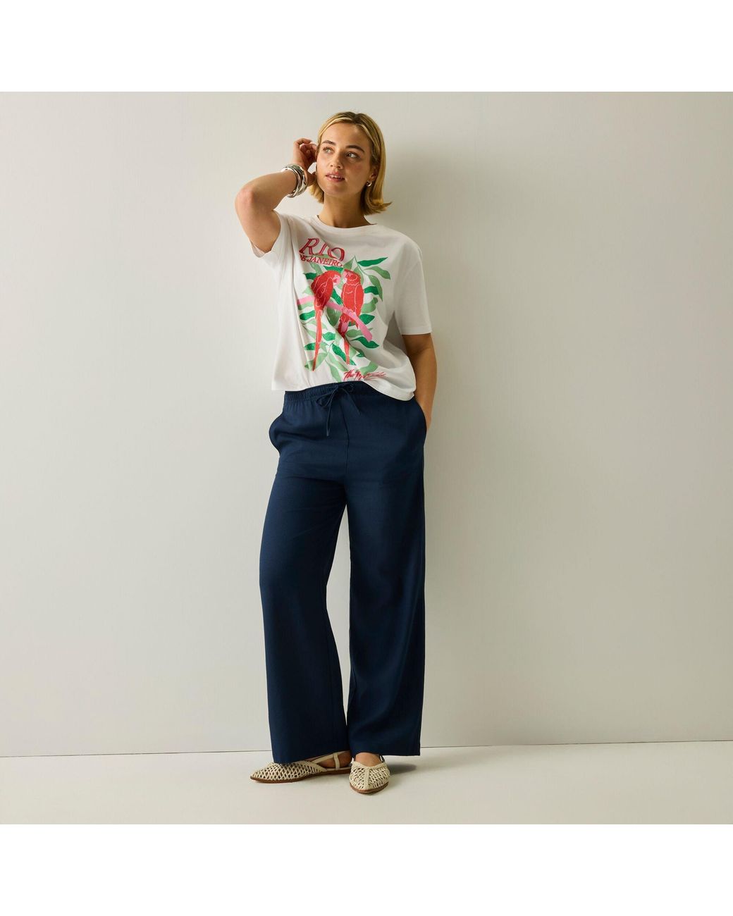 Regatta Blue Talamanca Linen Relaxed-Fit Trousers