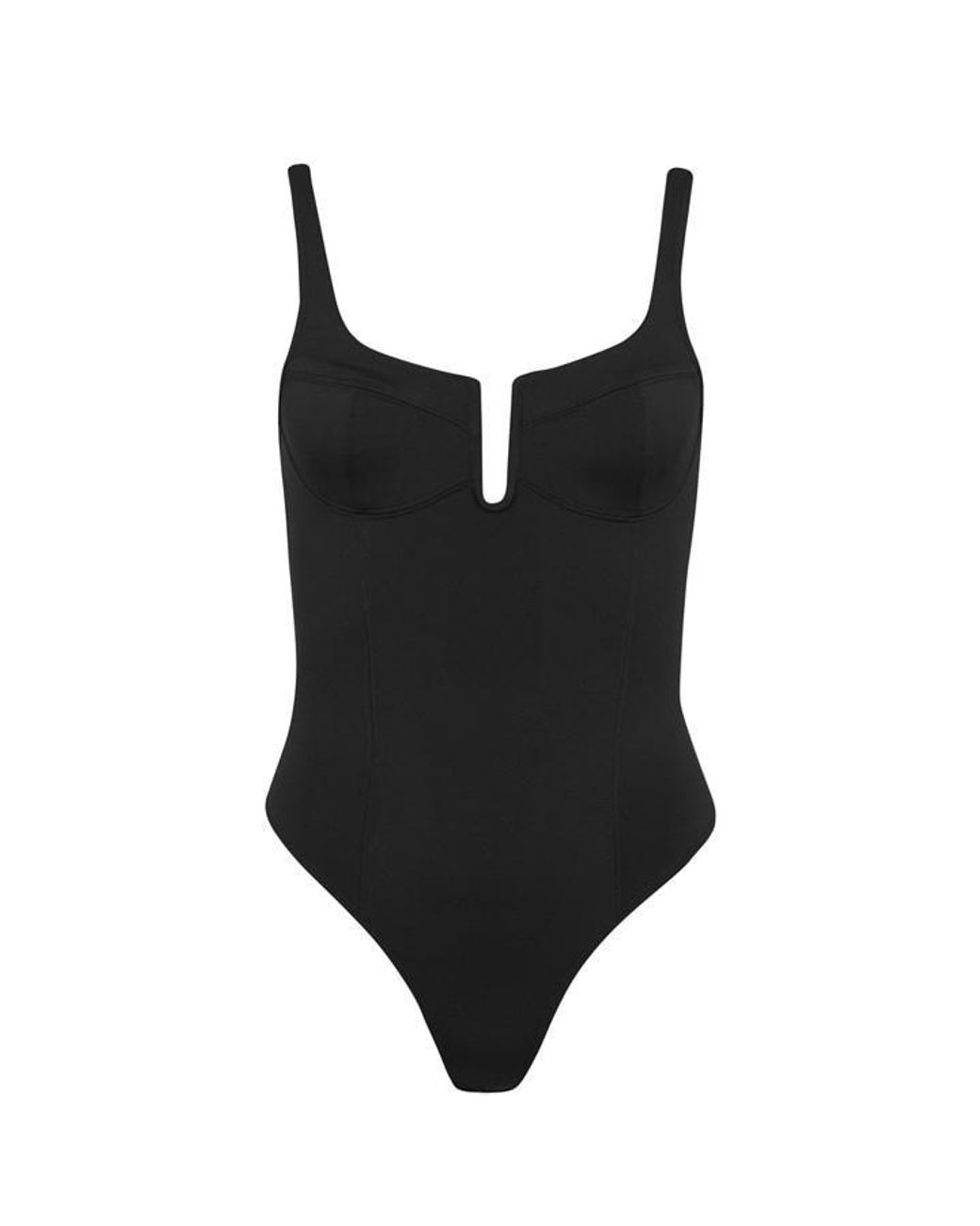 GOOD AMERICAN Scuba U Ring Corset Bodysuit in Black