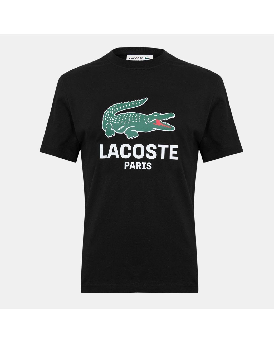 Lacoste Black Large Croc Regular Fit T-Shirt for men