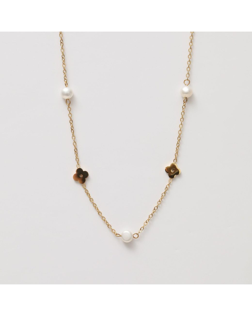 Jon Richard Metallic Waterproof Pearl And Floral Station Necklace