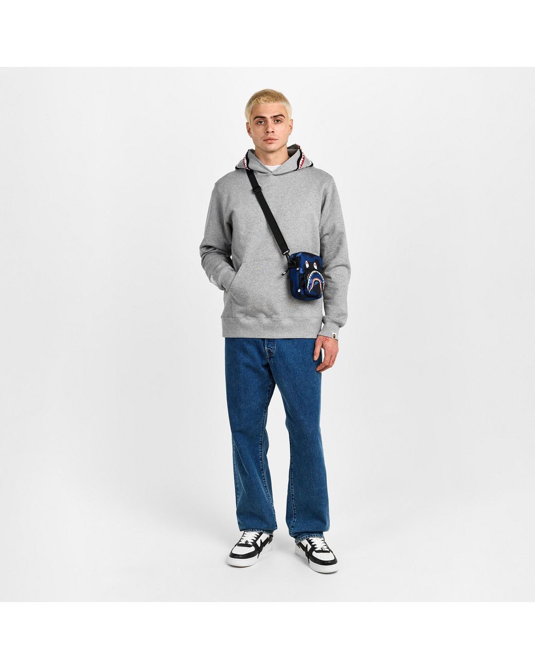 A Bathing Ape Gray Shark Wgm Pull Over Hoodie for men