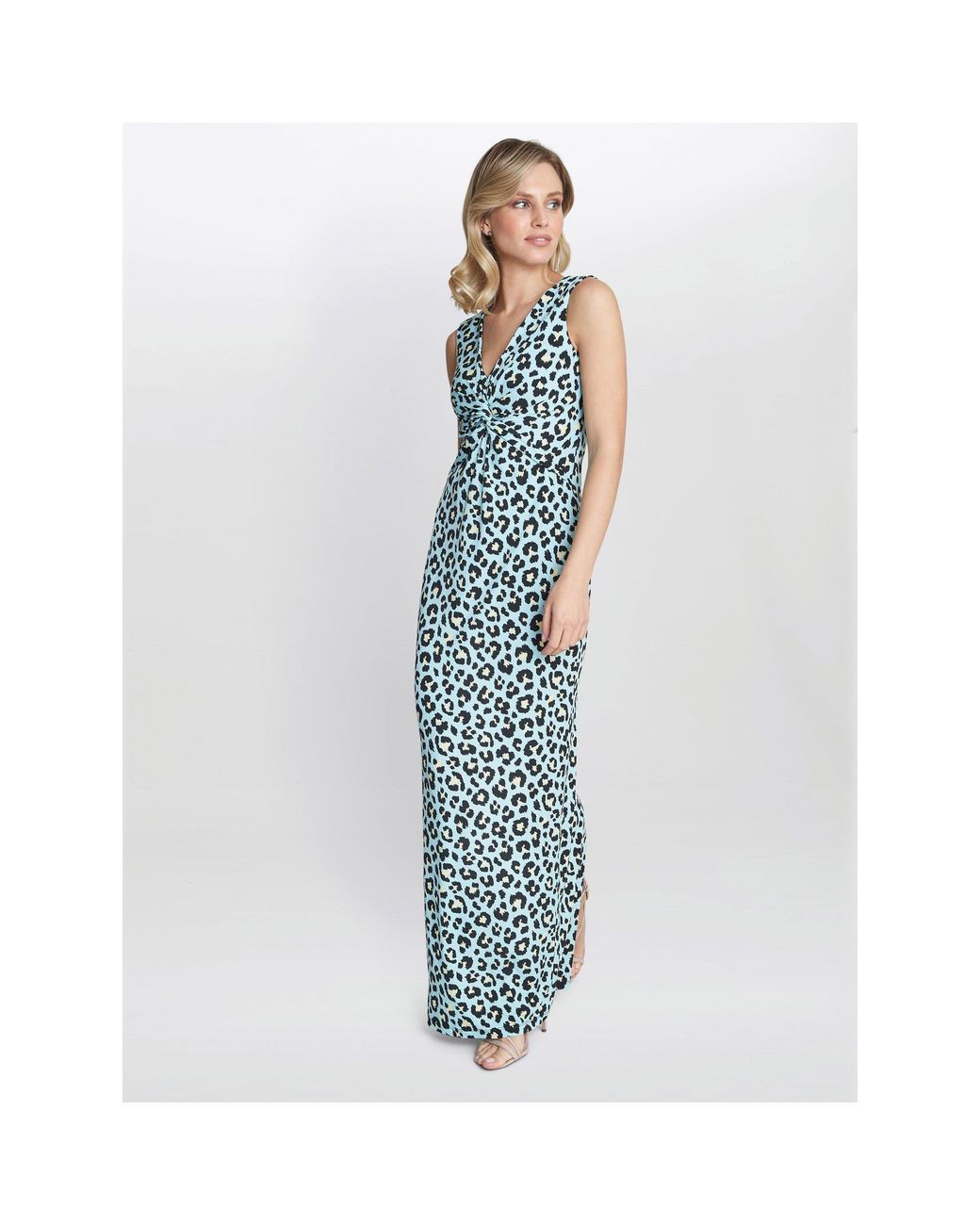 Gina Bacconi Blue Hudson Animal Jersey Maxi Dress