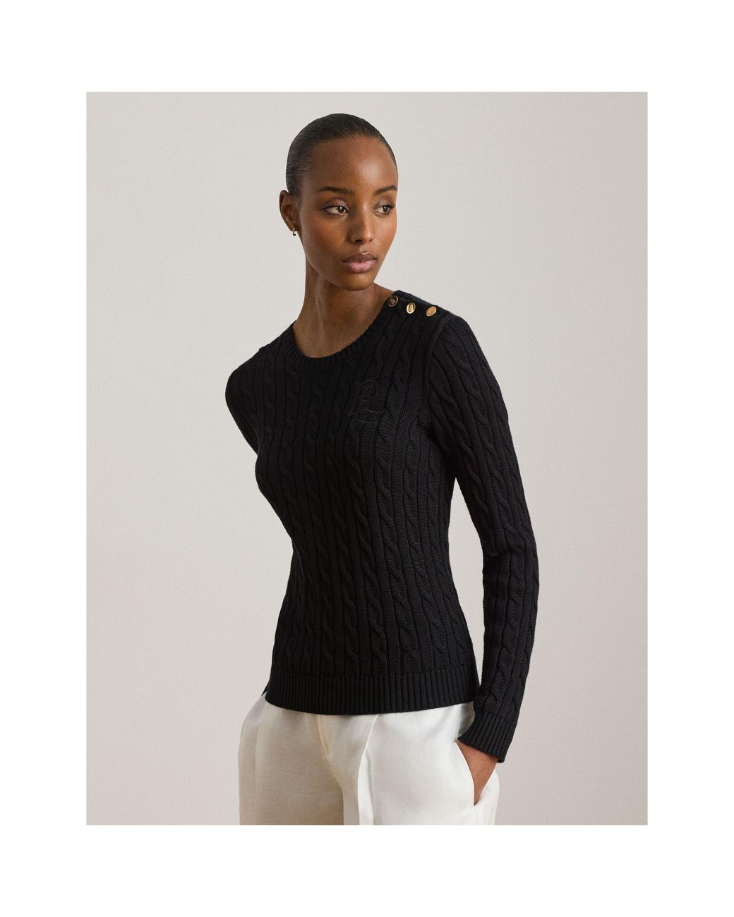 Ralph Lauren Black Cable Knit Jumper