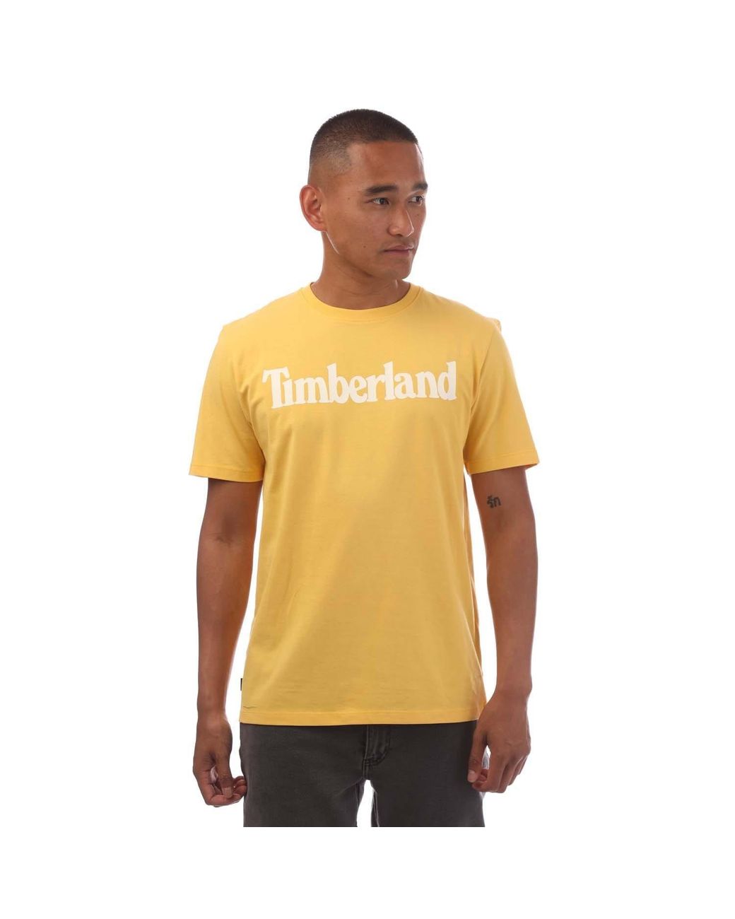 Timberland Yellow Northwood Wordmark T-Shirt for men
