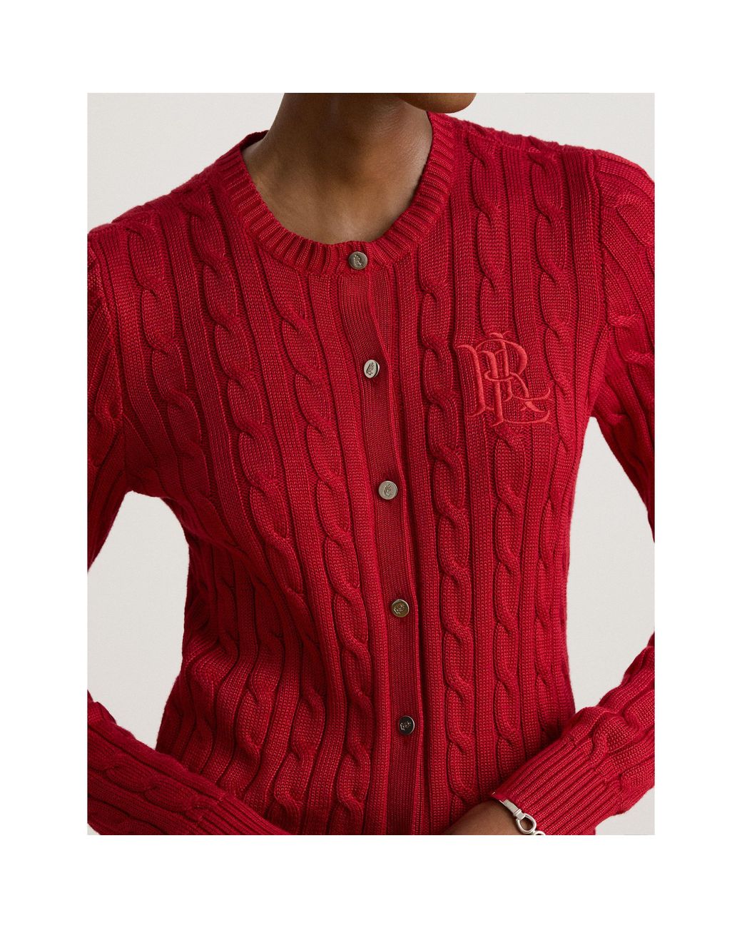 Ralph Lauren Red Cable-Knit Cardigan