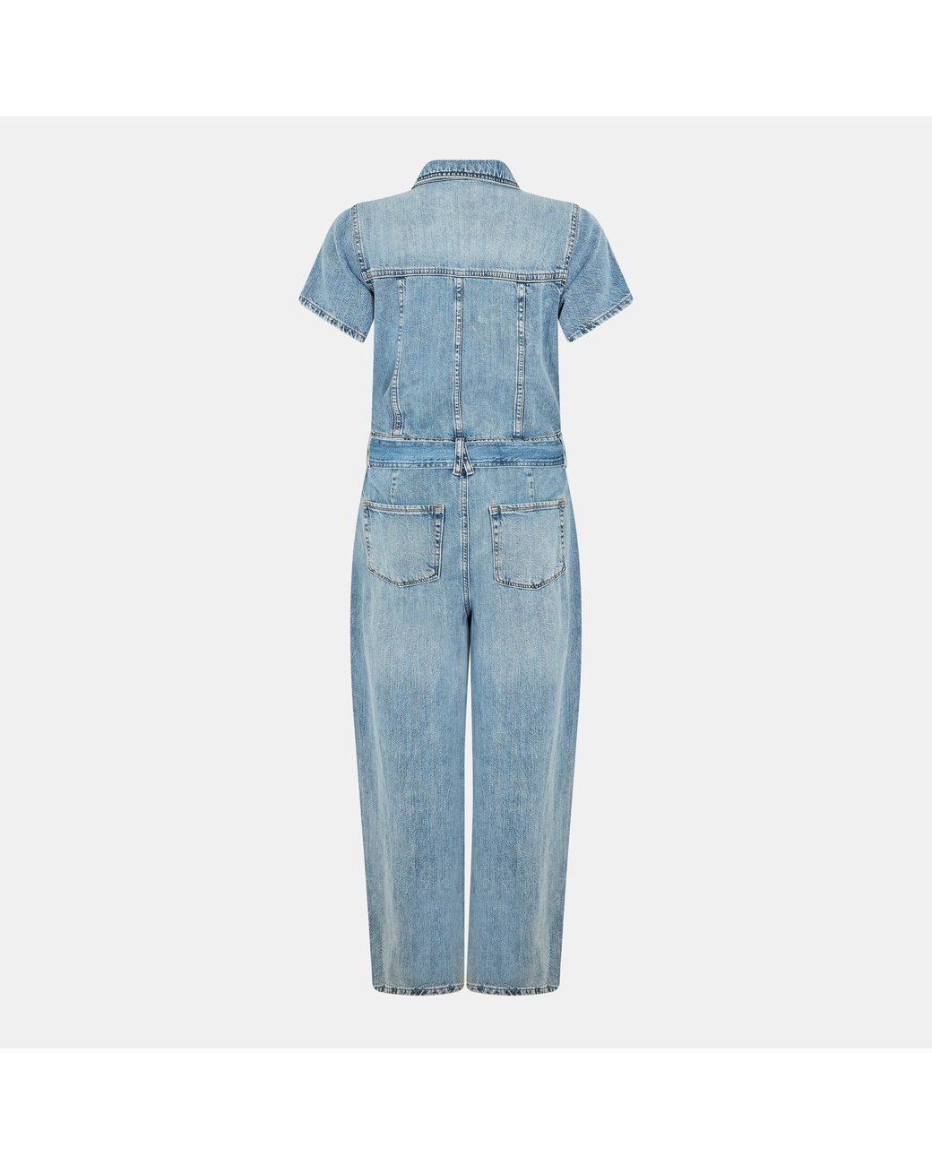 GOOD AMERICAN Blue Linen Lightweight Jumpsuit