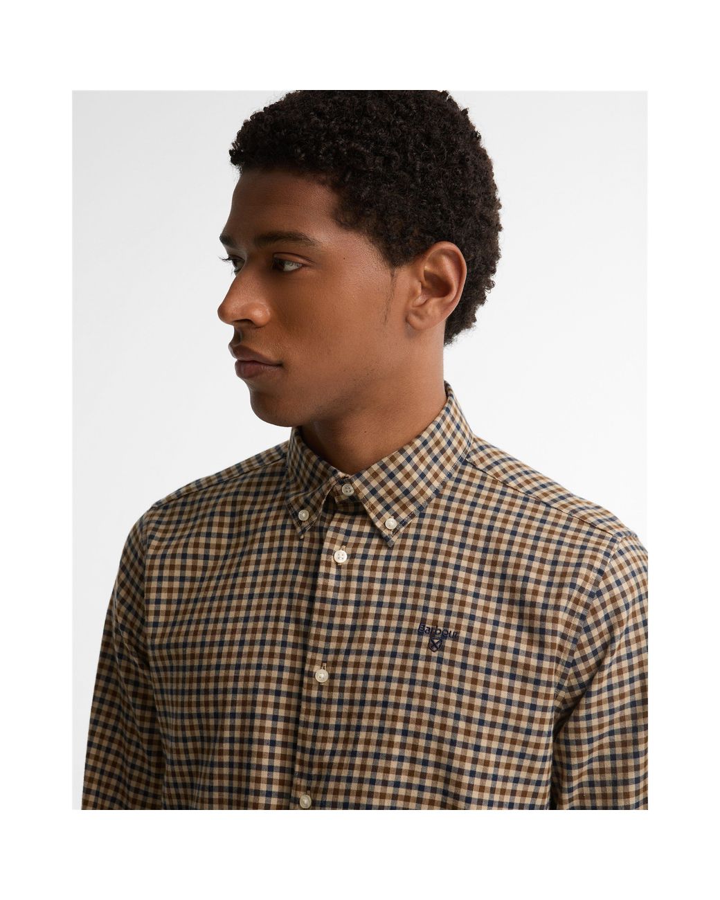 Barbour Green Finkle Gingham Cotton Long-Sleeve Tailored-Fit Shirt for men