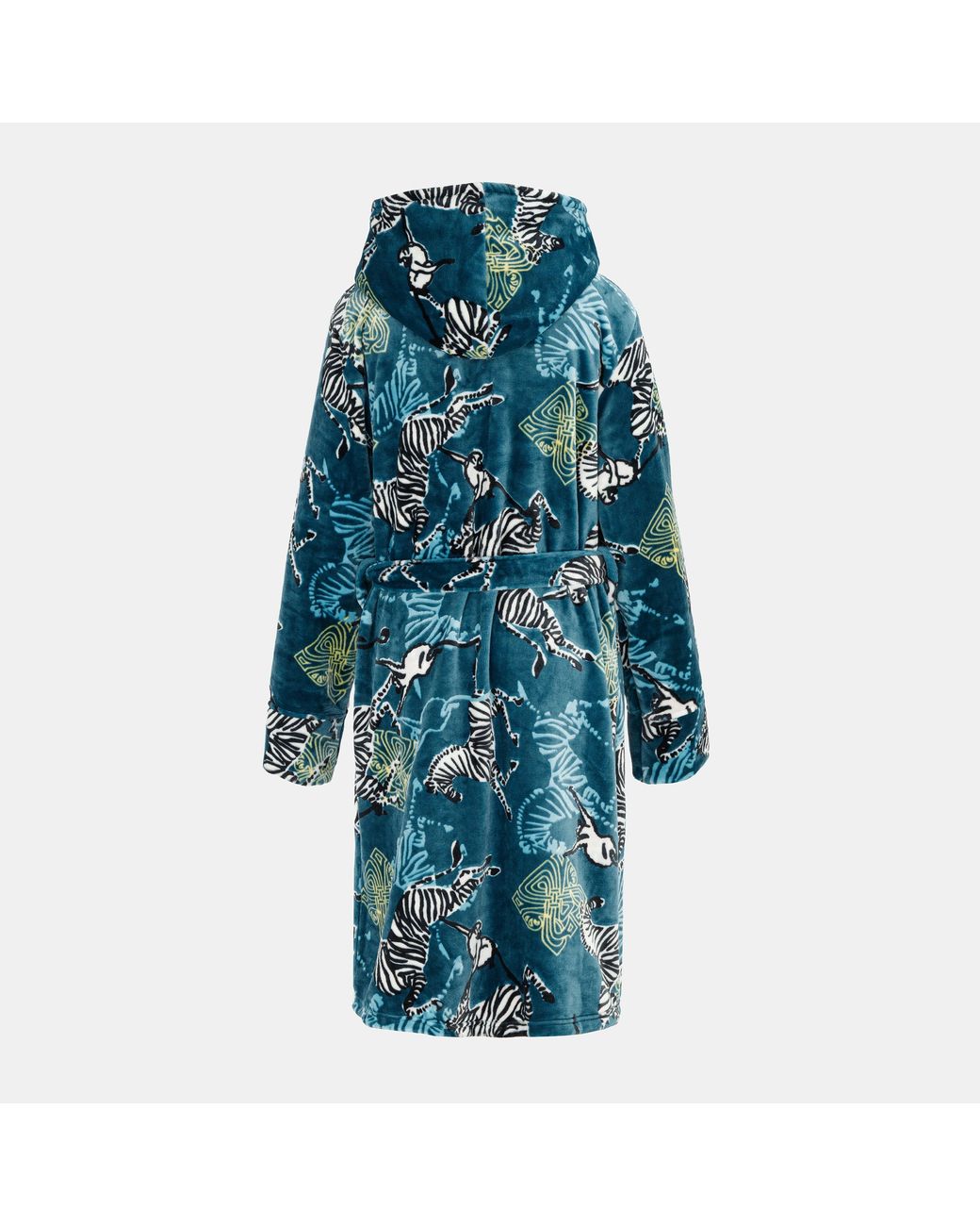 Biba Blue Printed Fluffy Dressing Gown